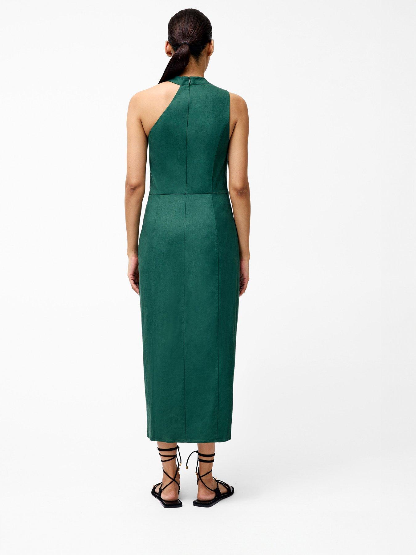 Image 2 of 5 of French Connection Linen Blend Draped Halter Midi Dress