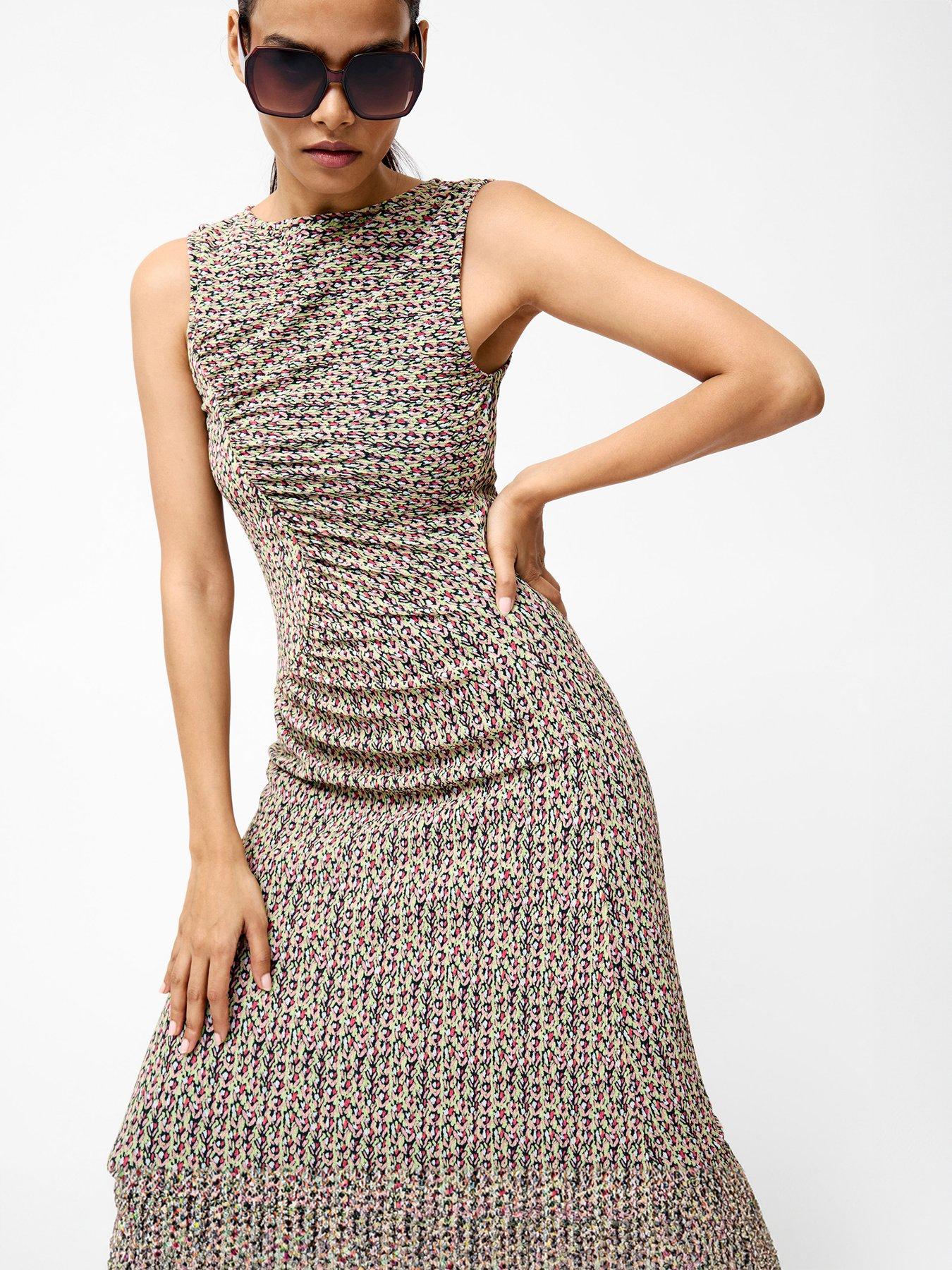 Image 3 of 5 of French Connection Ruched Printed Sleeveless Floaty Midi Dress