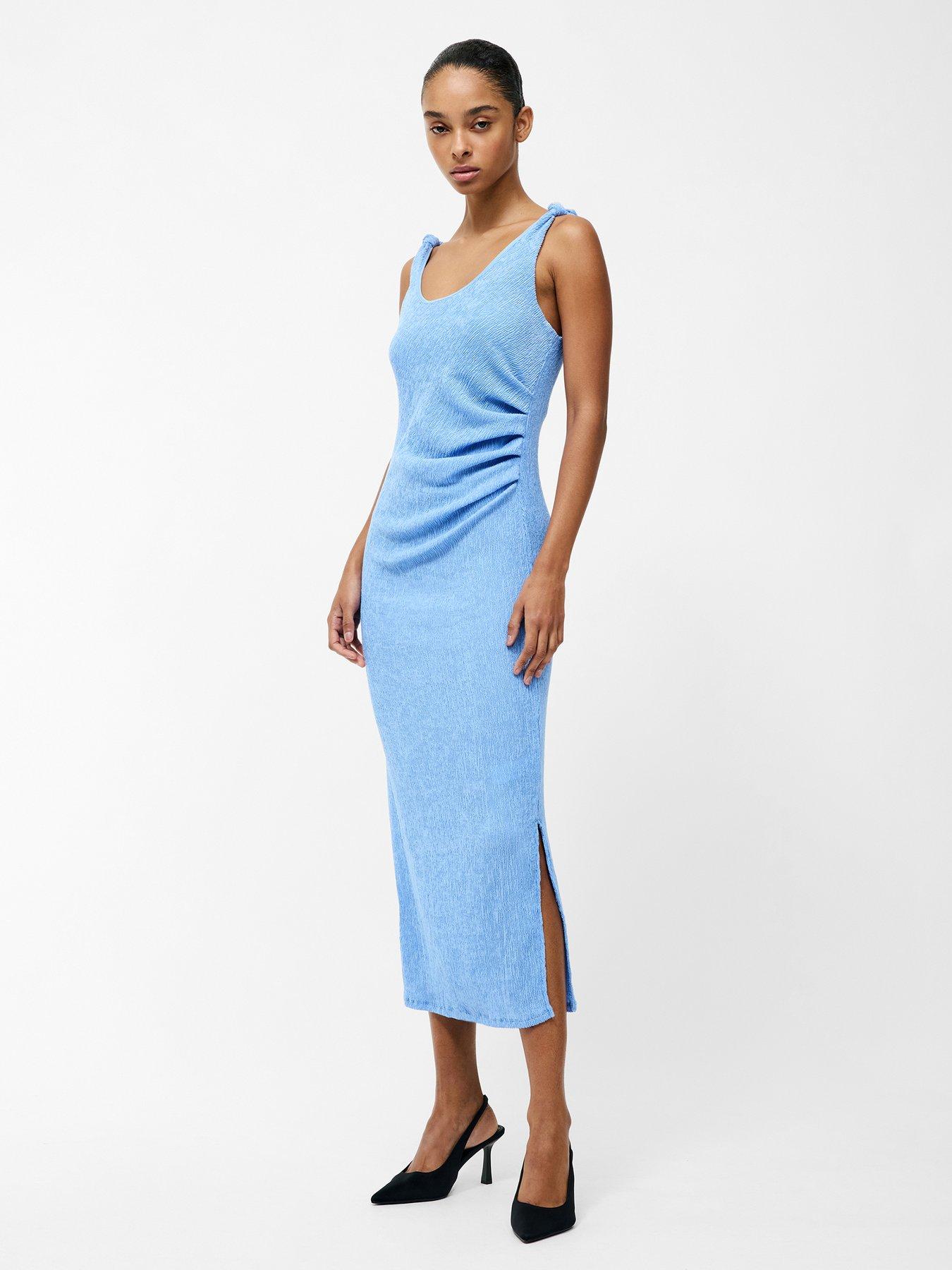 Image 3 of 6 of French Connection Crinkle Knot Strap Ruched Midi Dress