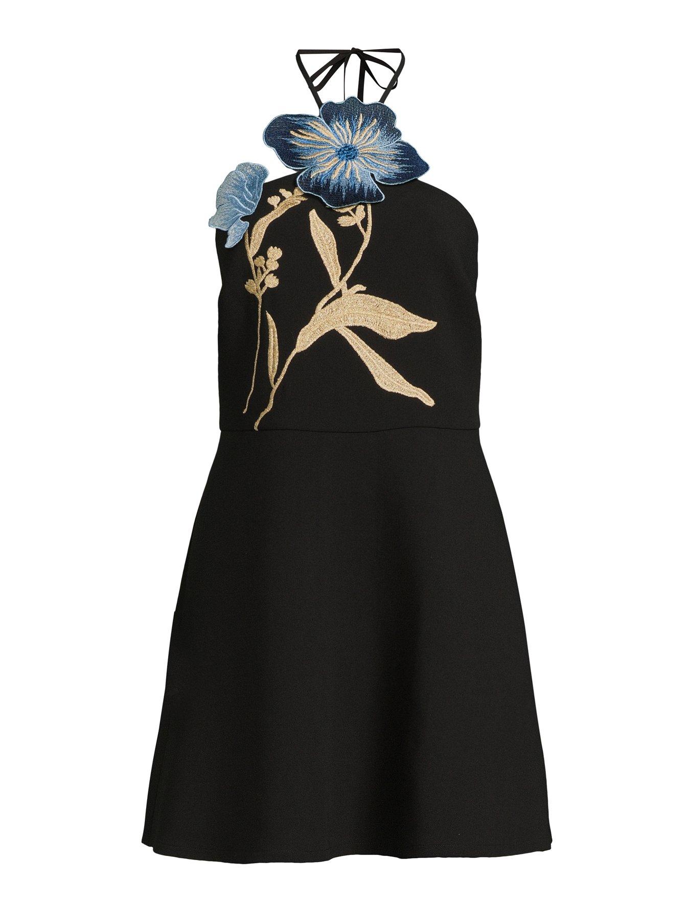 The Very Collection Applique Floral Shift Mini Dress - Black | Very