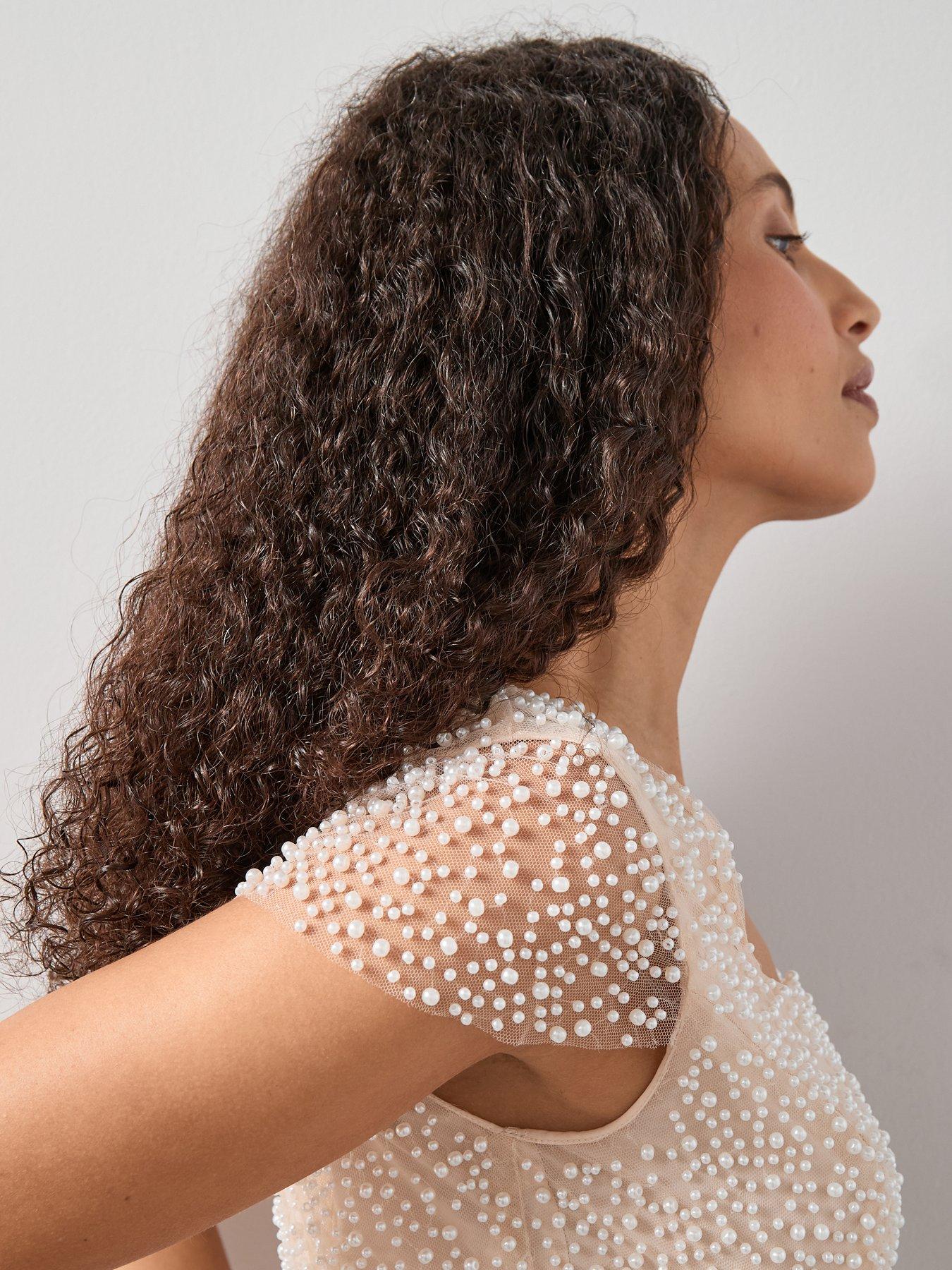 Image 3 of 6 of The Very Collection Pearl Short Sleeve Mini Dress - Cream