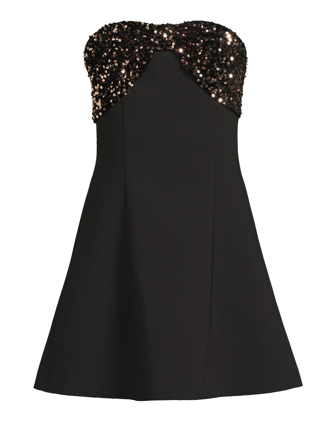 Image 7 of 7 of The Very Collection Sequin Bow Bandeau Mini Dress - Black