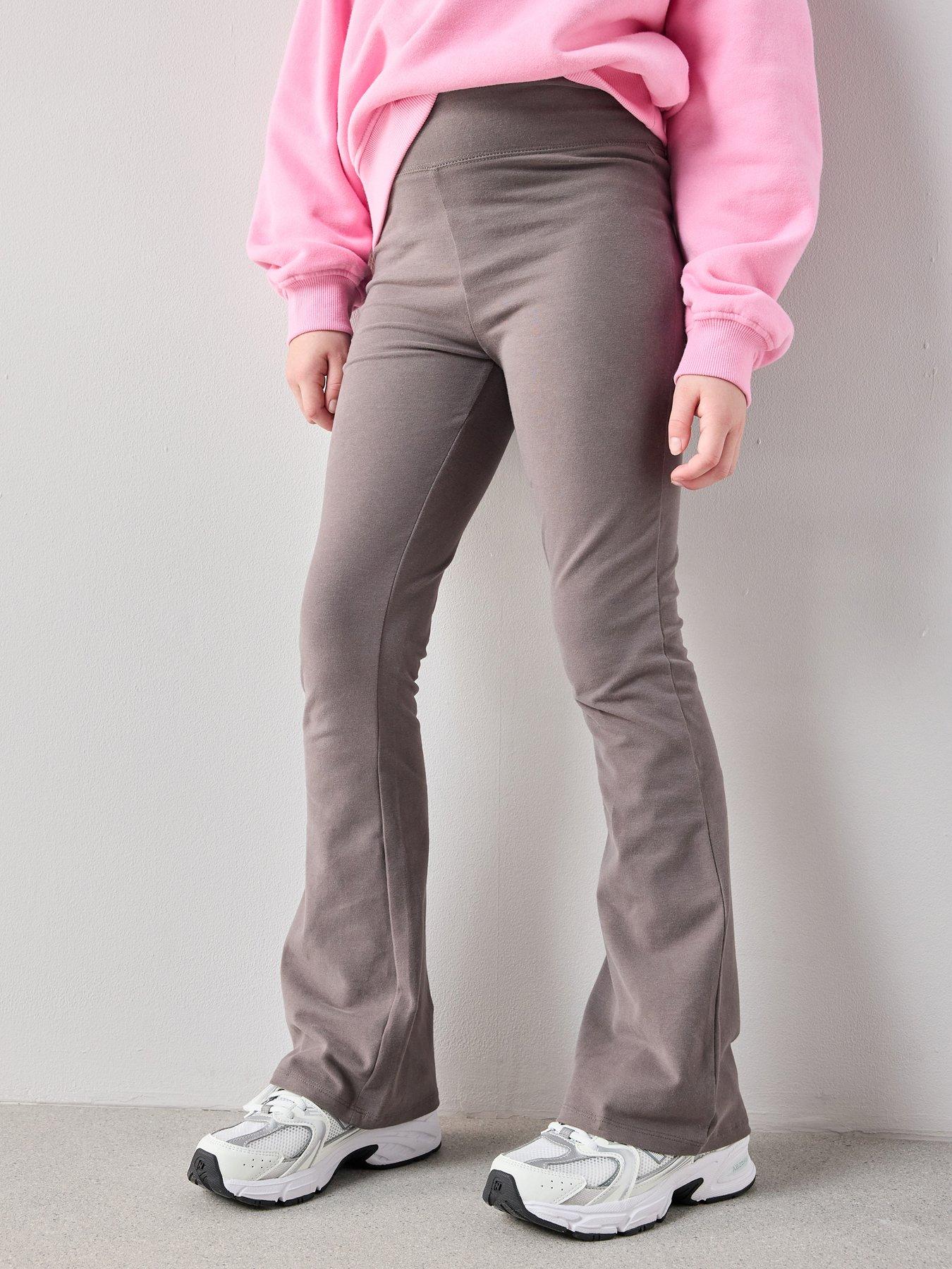 V by Very Girls Flare Cotton Leggings - Dark Grey