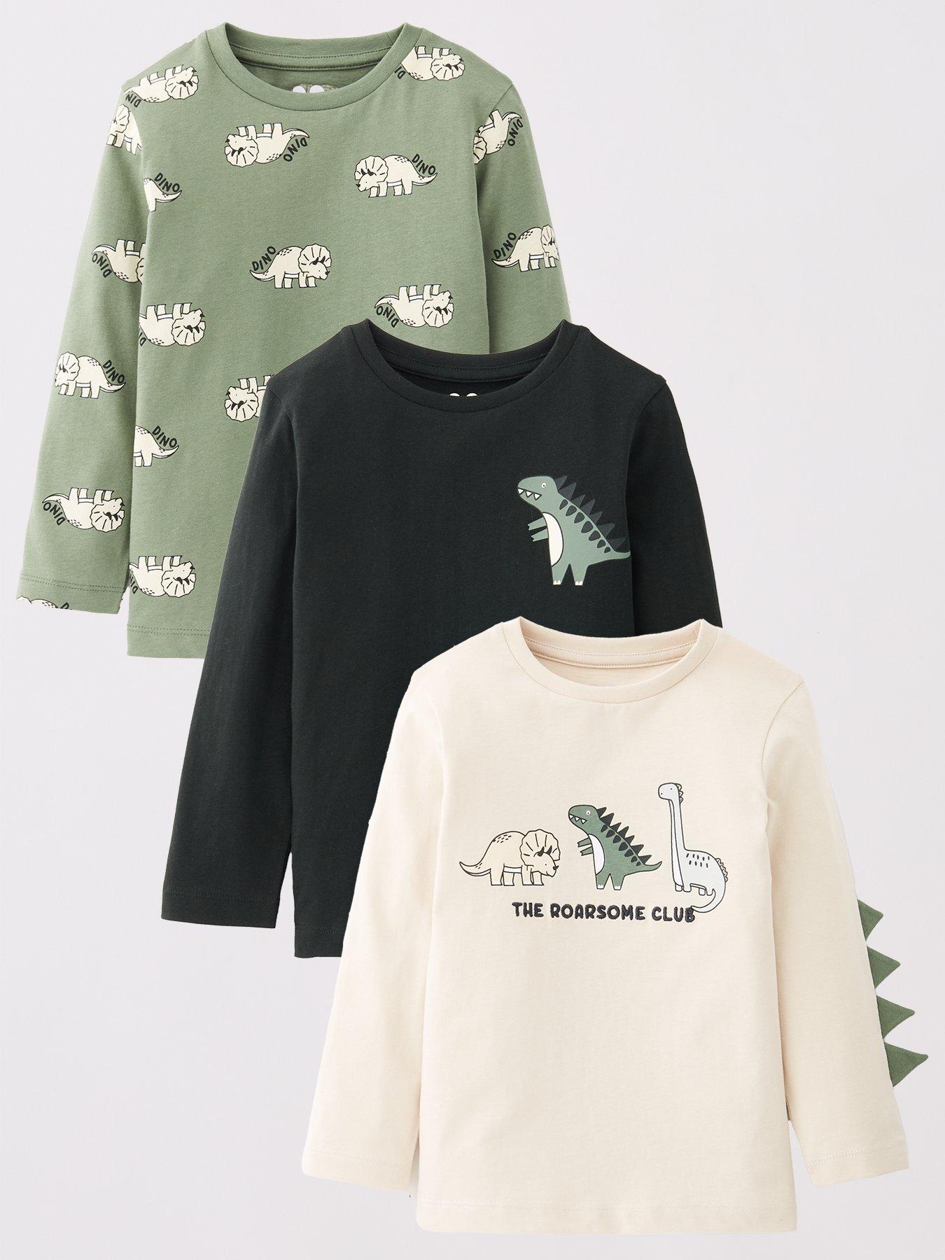 undefined 3 Pack 3D Detail Dinosaur T-shirts - Multi