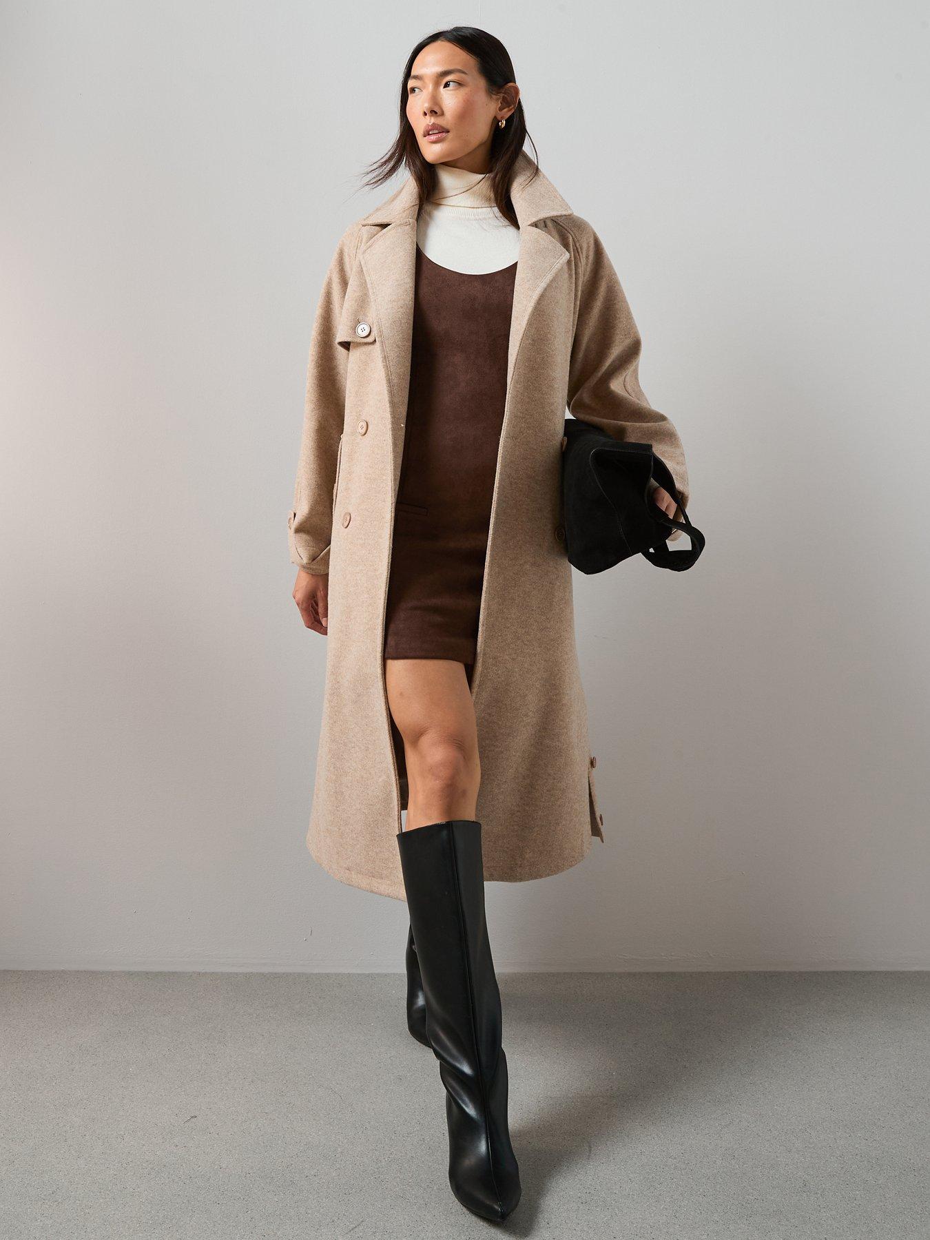 Image 3 of 7 of The Very Collection Suede Mini Shift Dress - Brown