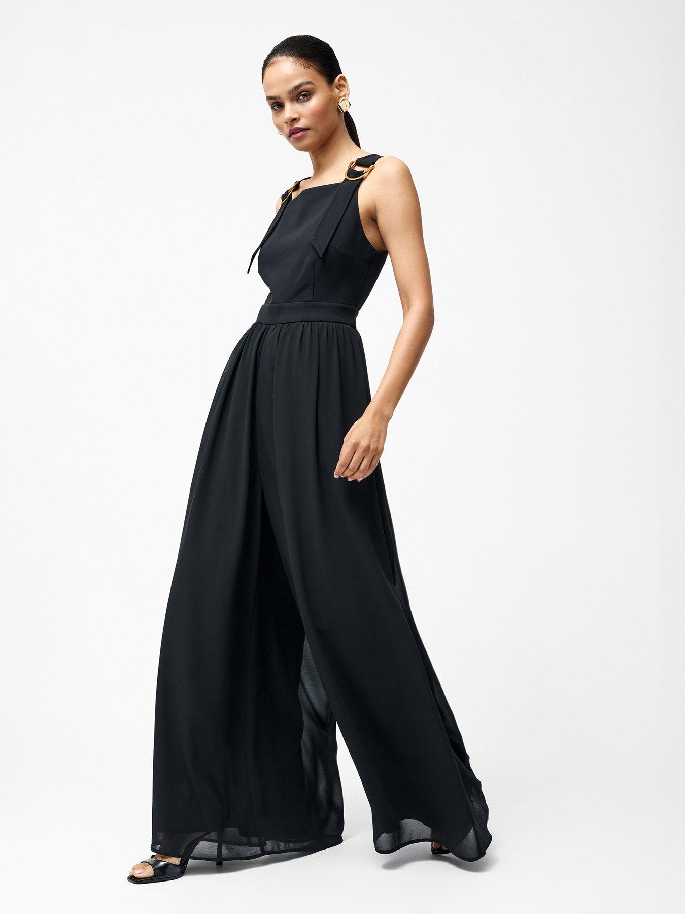 Image 1 of 6 of French Connection Sleeveless Wide Leg Sheer Jumpsuit