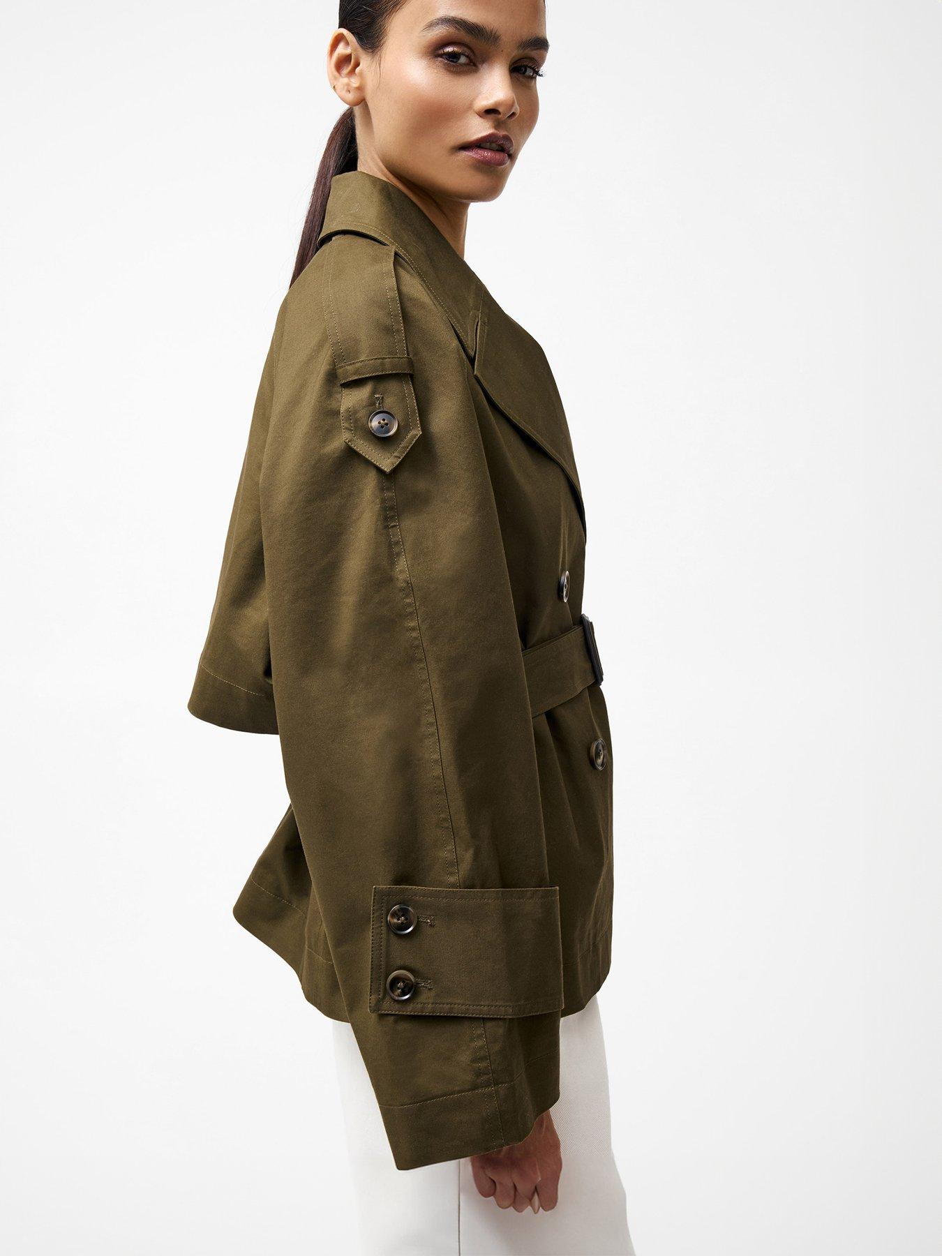 Image 4 of 6 of French Connection Cotton Blend Cropped Boxy Trench Coat