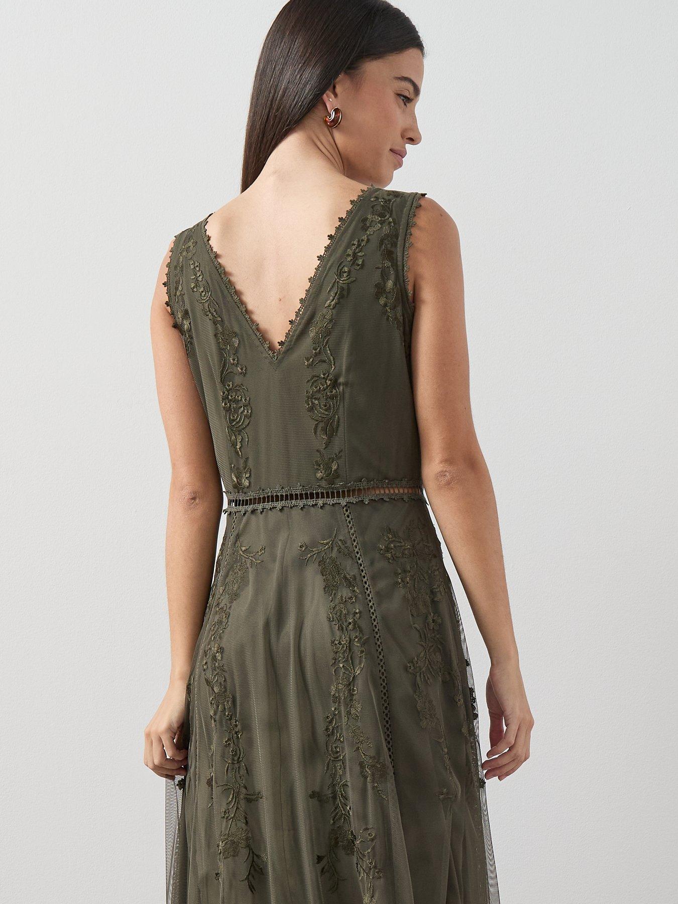Image 4 of 7 of The Very Collection Embellished Tulle Maxi Dress - Green