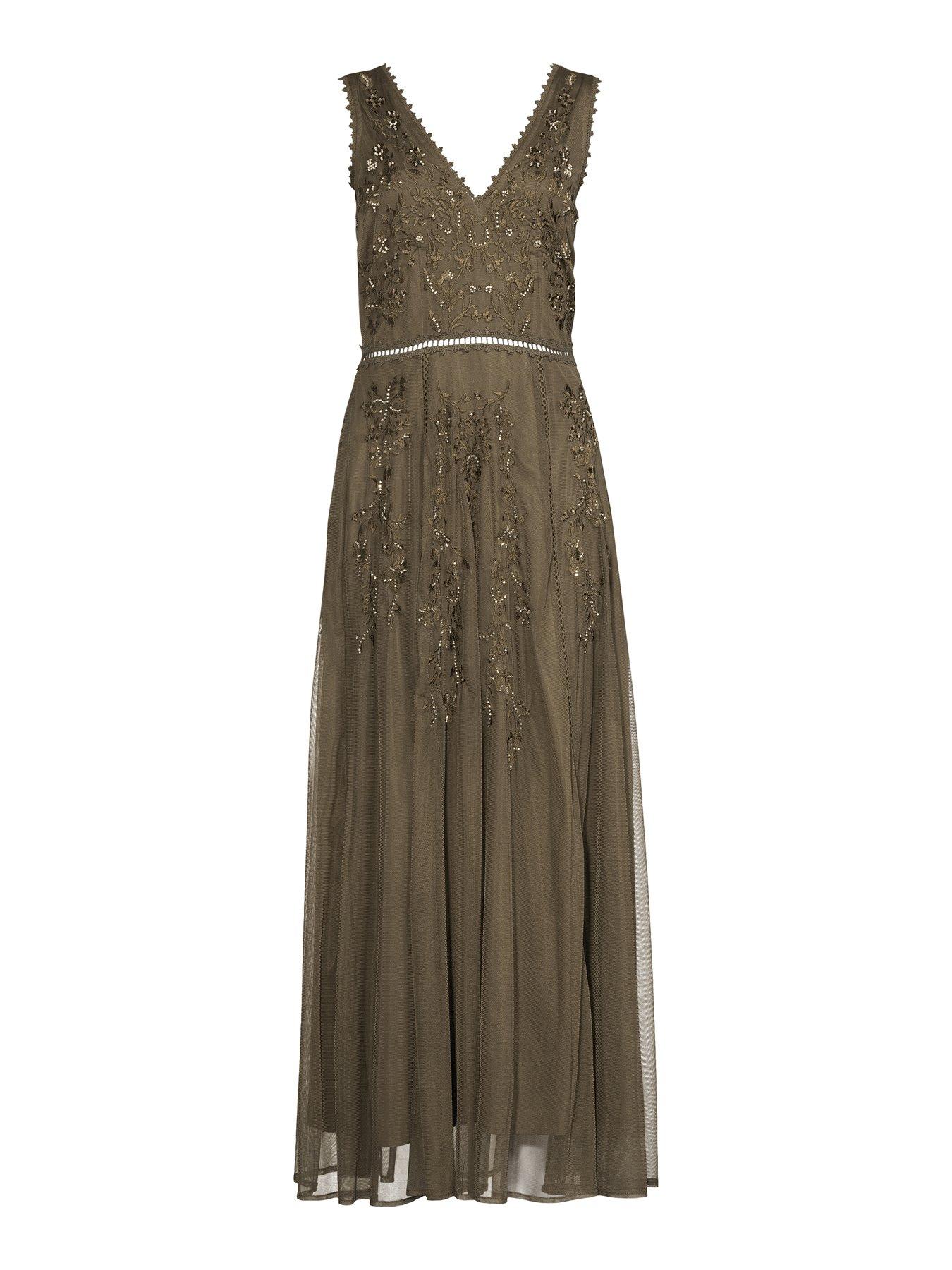 Image 7 of 7 of The Very Collection Embellished Tulle Maxi Dress - Green