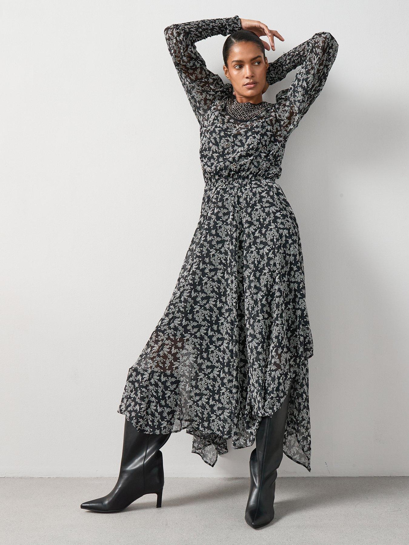 The Very Collection Embellished Hanky Hem Printed Midaxi Dress - Print