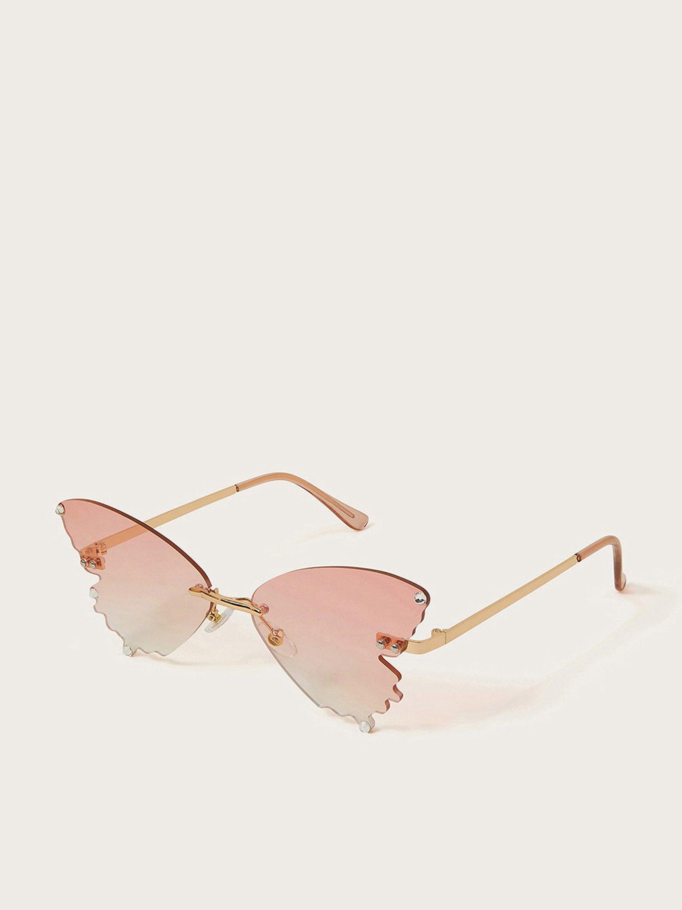 undefined Girls Diamante Ombre Butterfly Sunglasses - Pink