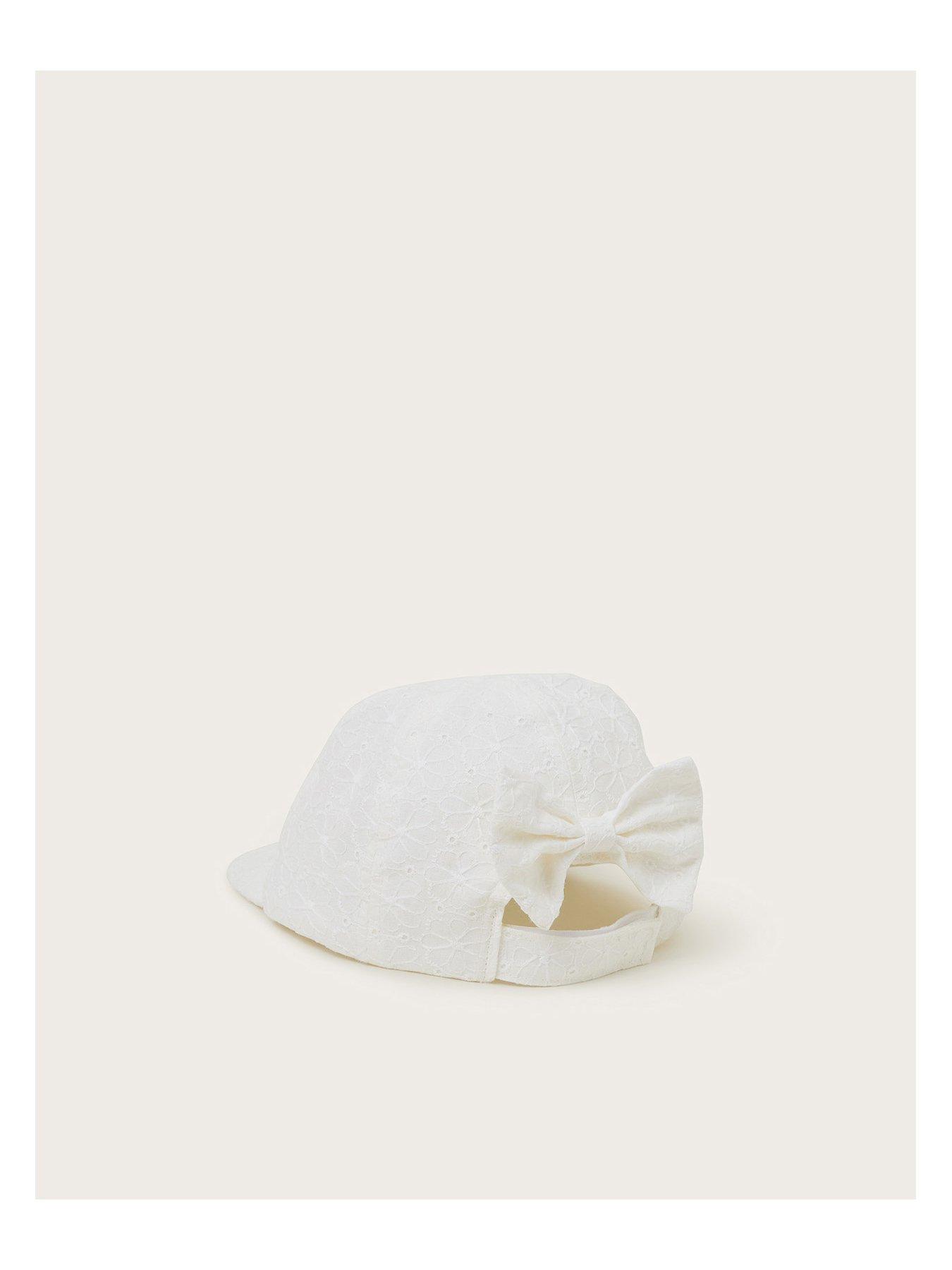 Image 2 of 3 of Monsoon Baby Girls Broderie Bow Cap - White