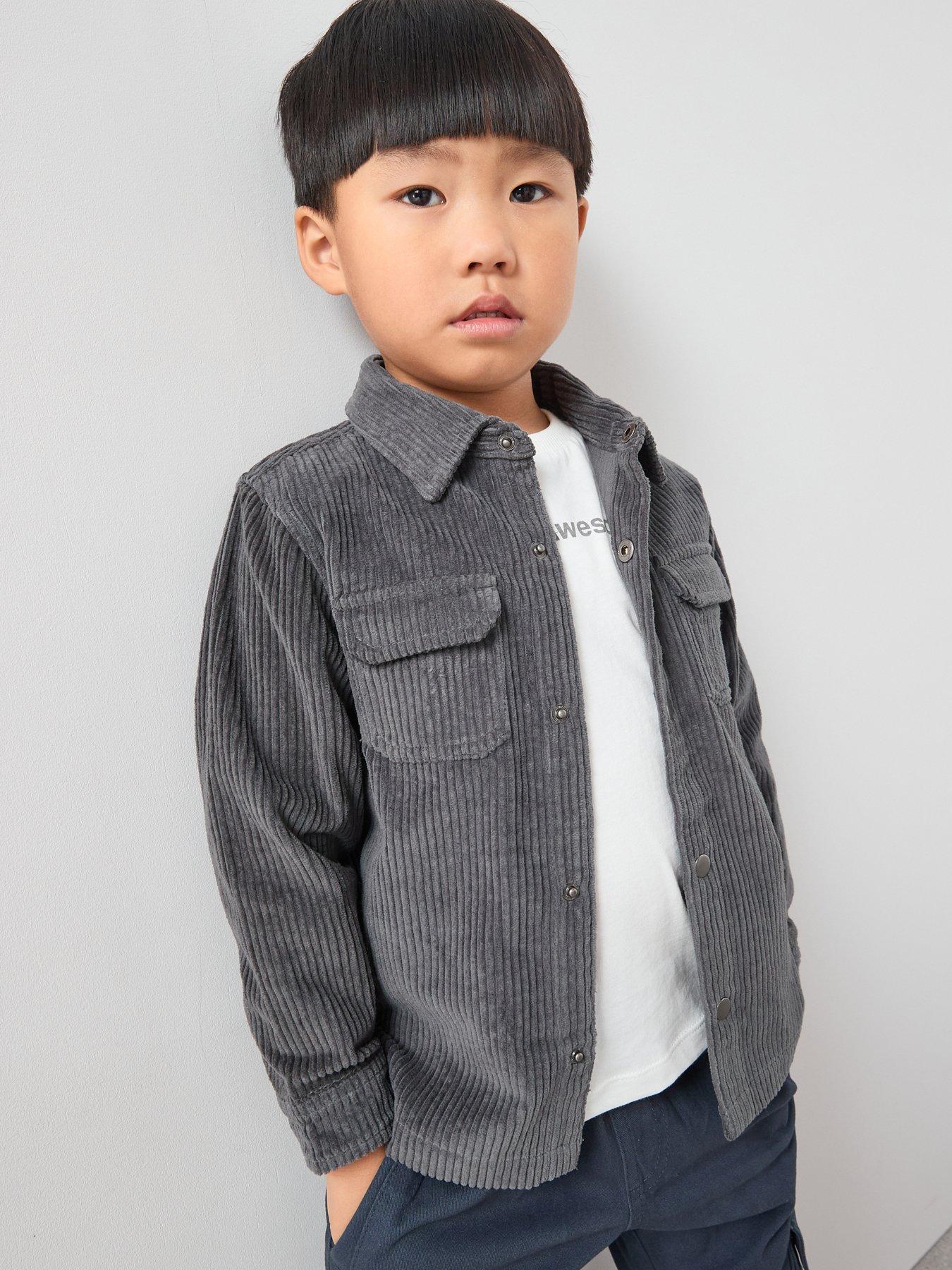 Mini V by Very Boys Cord Shacket and Long Sleeve T-Shirt Set - Navy