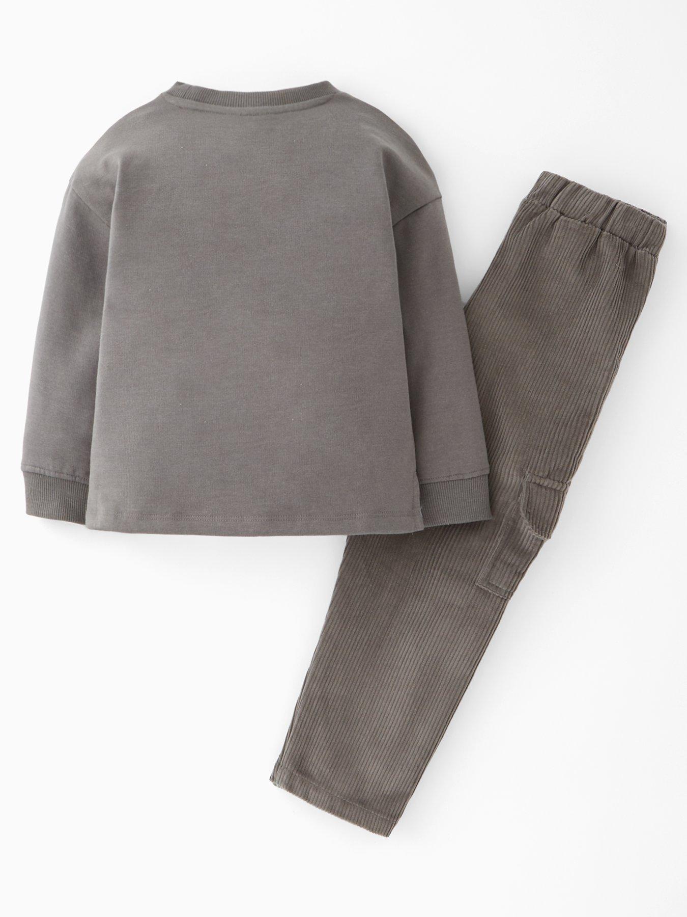 Image 2 of 4 of Mini V by Very Boys Drop Shoulder Nyc Sweatshirt And Cord Trousers Set - Multi