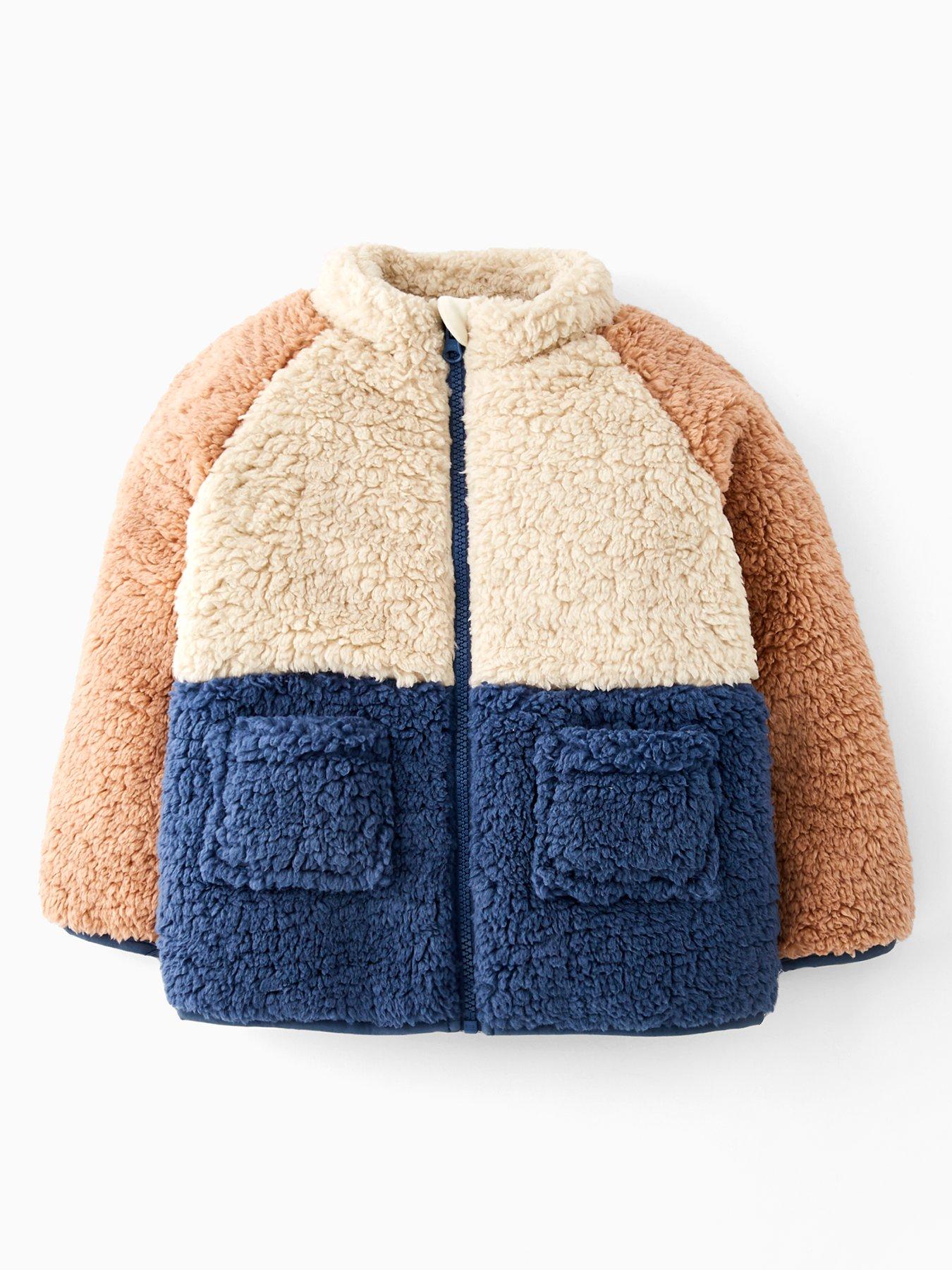 undefined Boys Colour Block Borg Zip Up Jacket - Multi