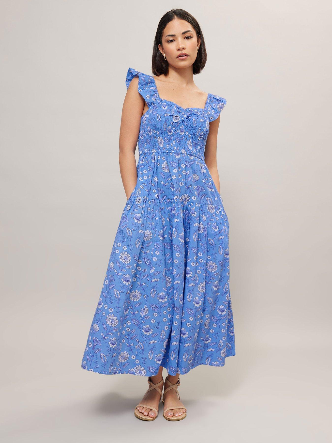 undefined Floral Shirred Tiered Dress