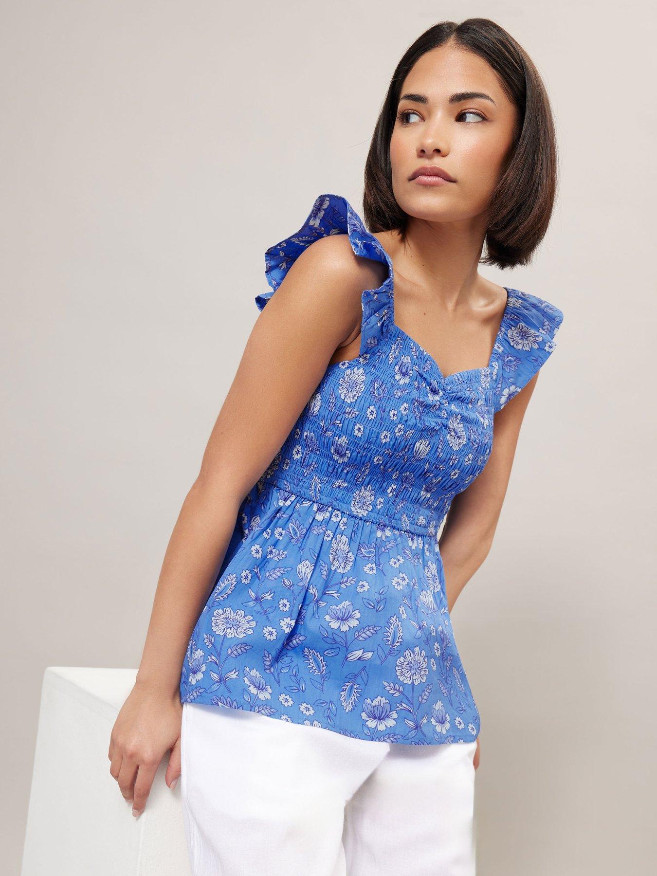 undefined Floral Shirred Top
