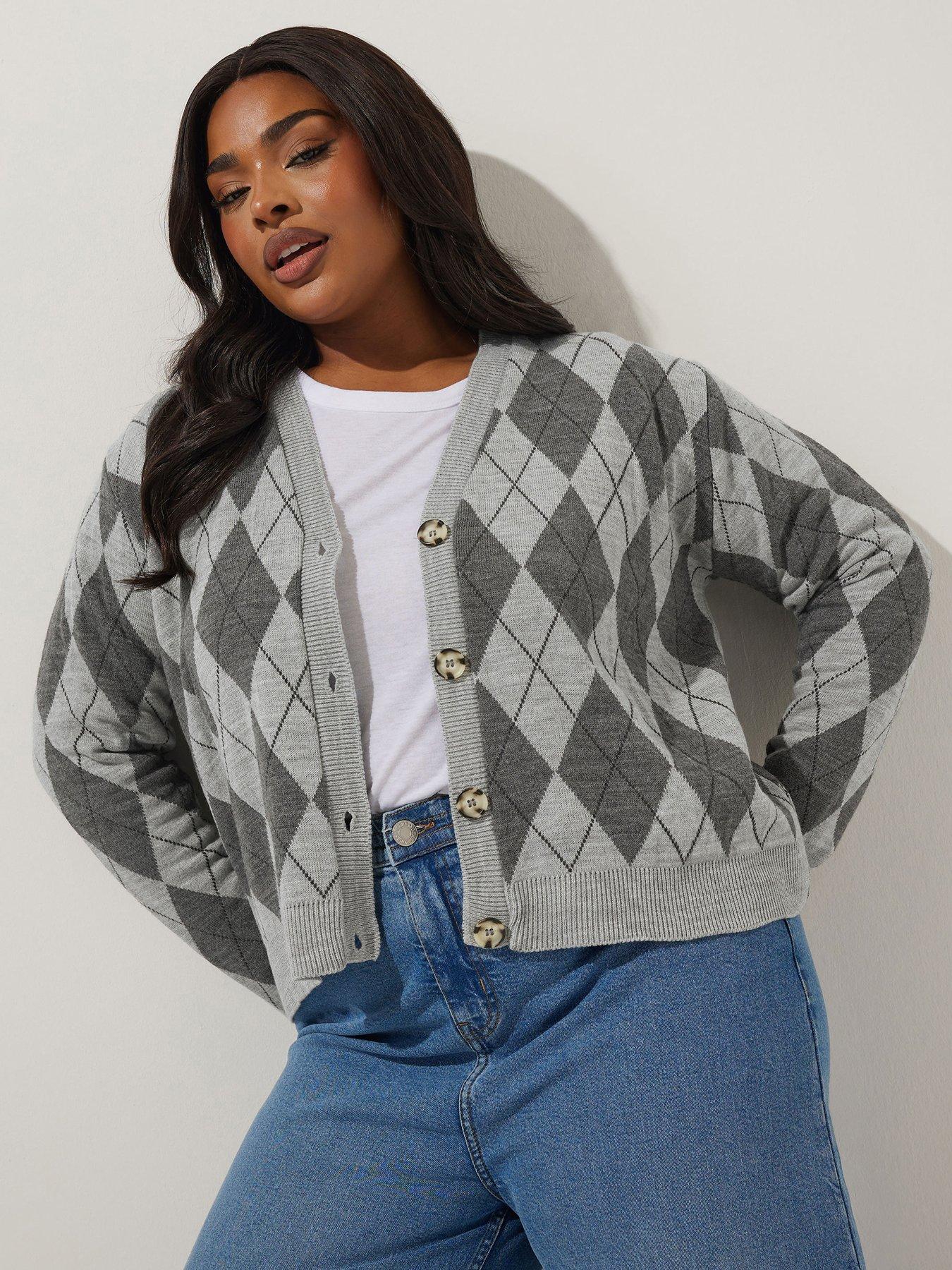 undefined Curve Grey Argyle Cardi