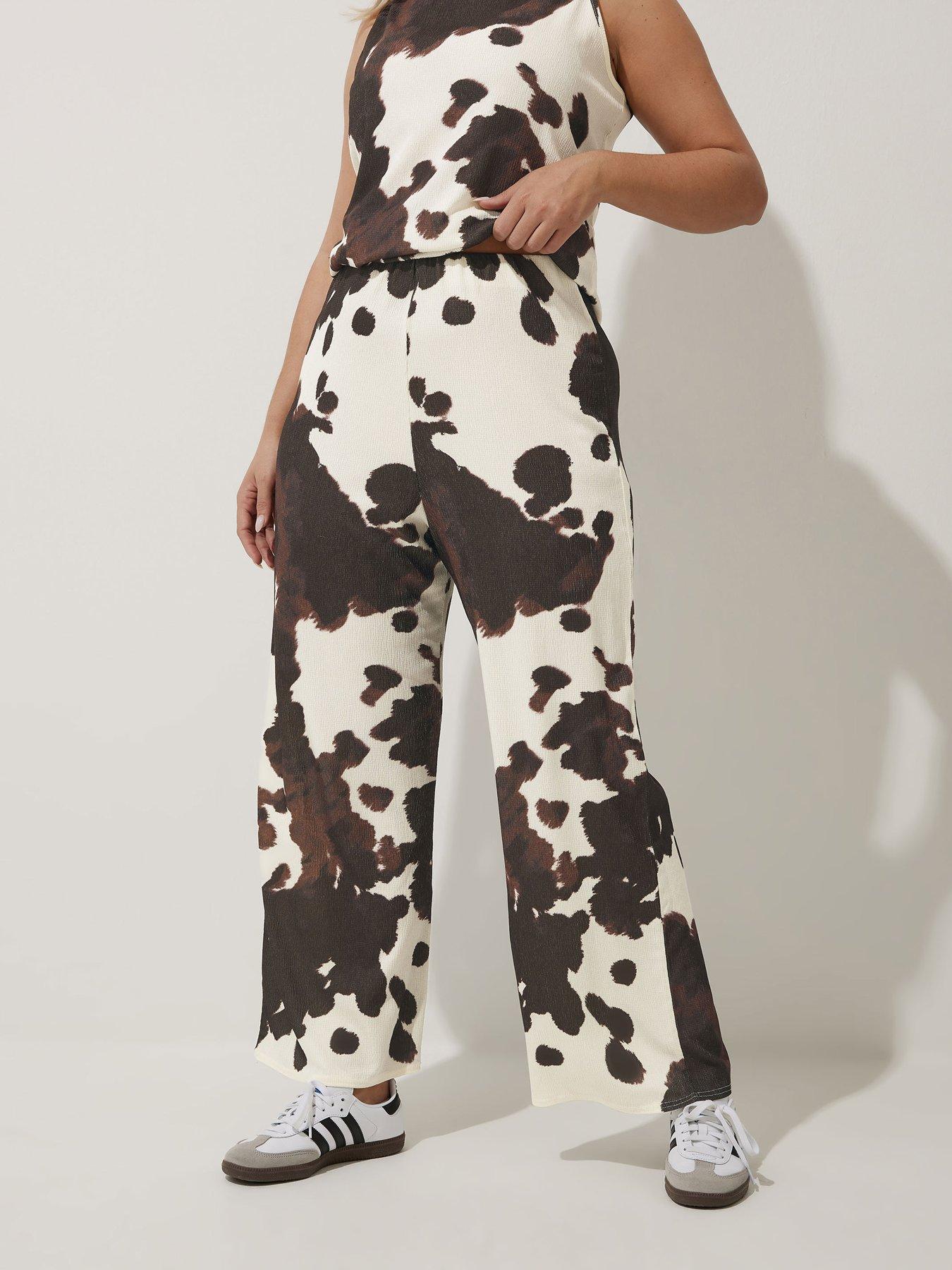 undefined Curve Cow Textured Trouser