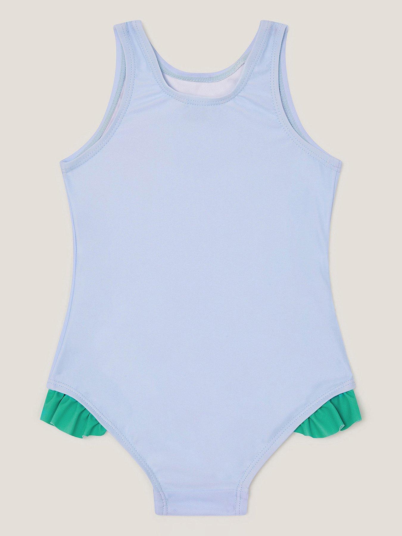 Image 2 of 3 of Monsoon Baby Girls Turtle Applique Swimsuit - Blue