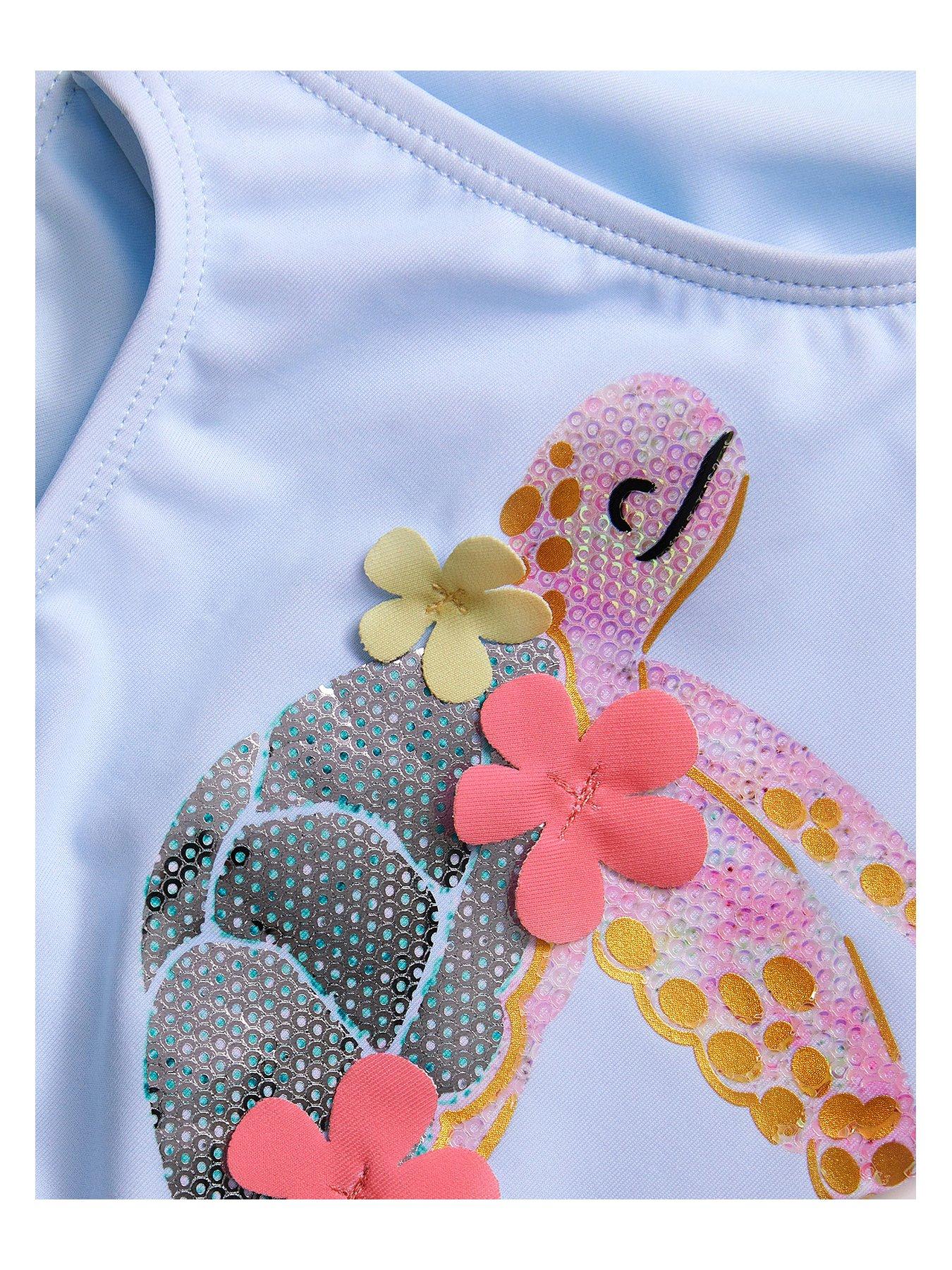 Image 3 of 3 of Monsoon Baby Girls Turtle Applique Swimsuit - Blue