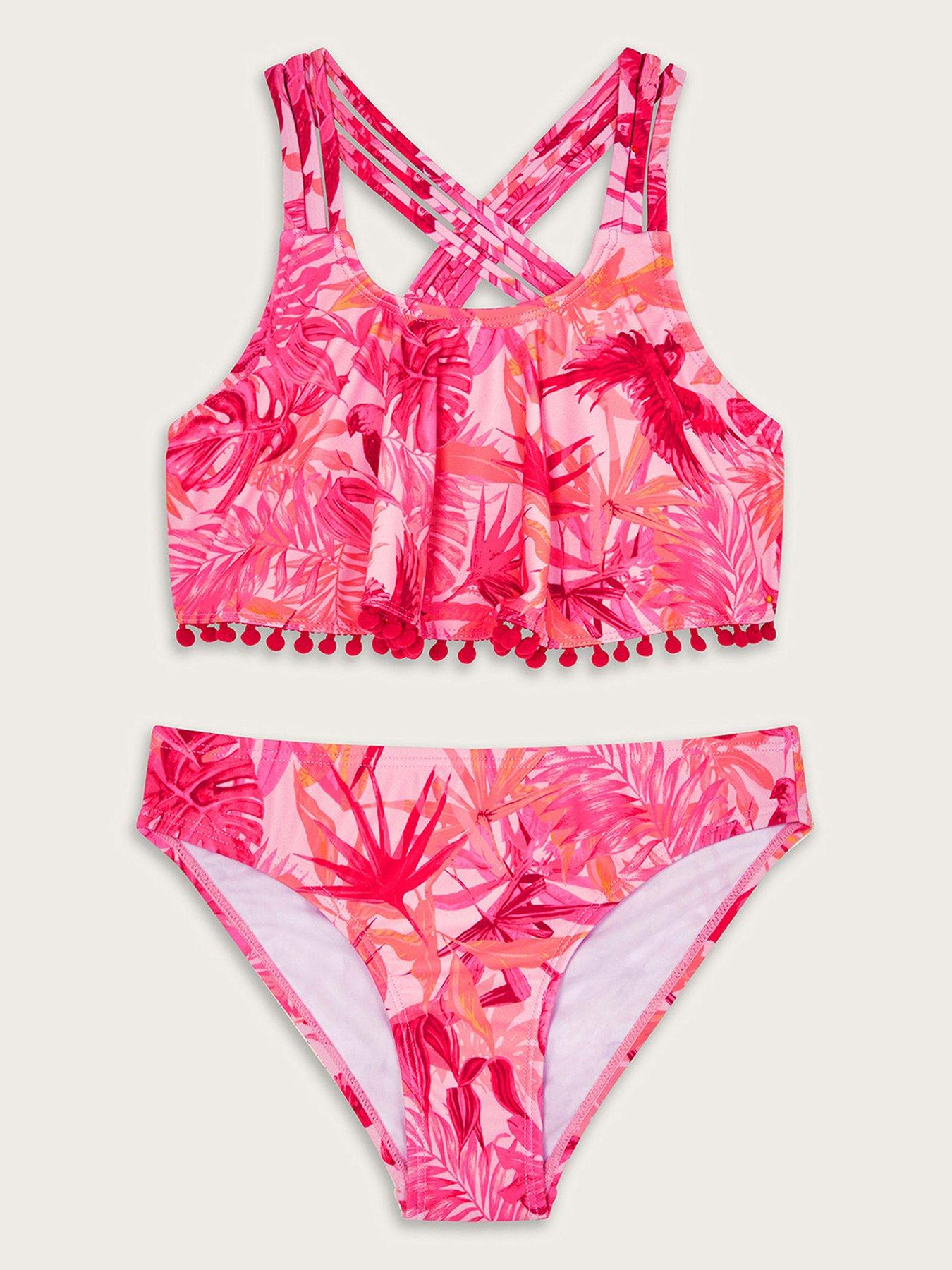 undefined Girls Birds Of Paradise Frill Bikini Set - Pink