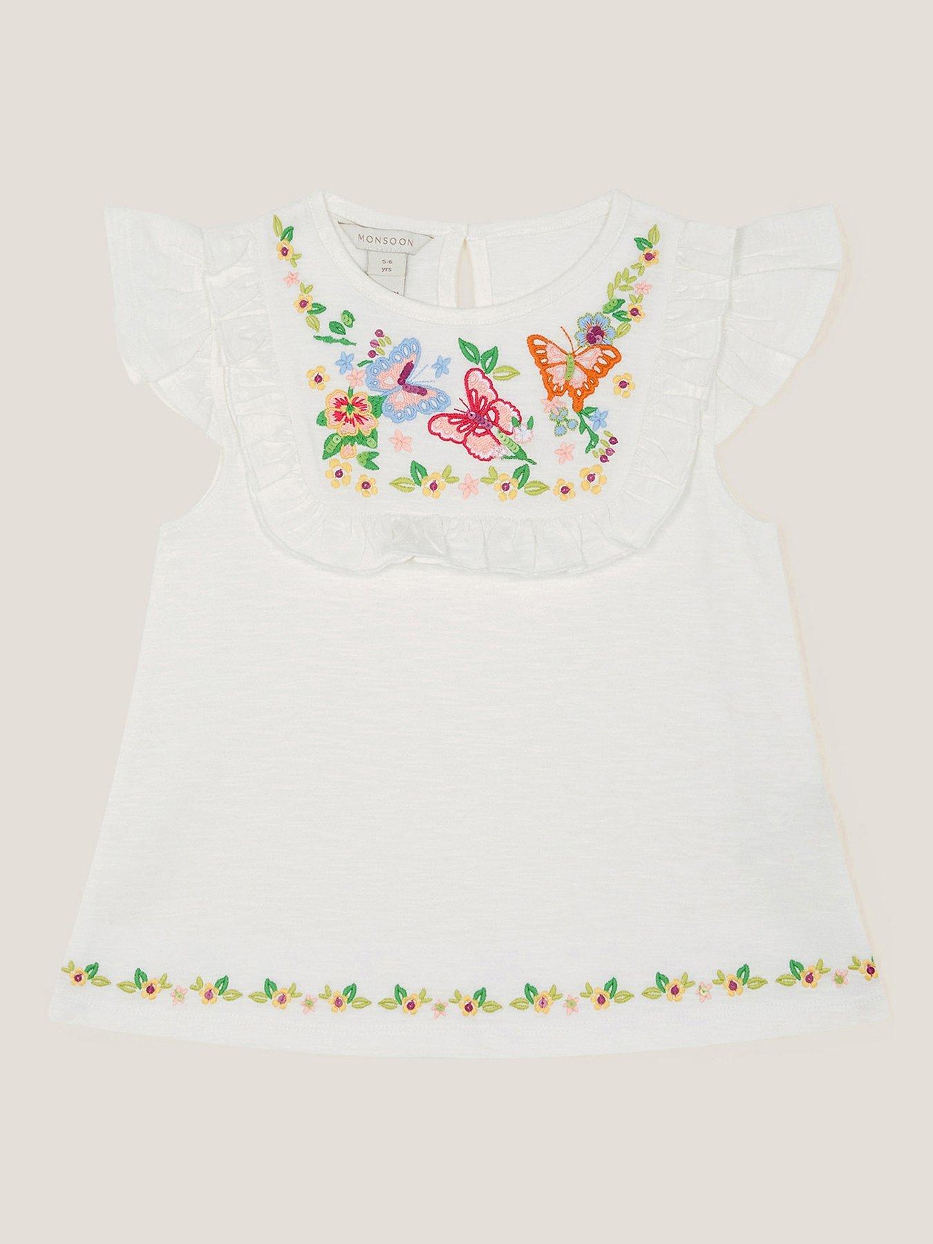 undefined Girls Butterfly Yoke Girl T-Shirt - White