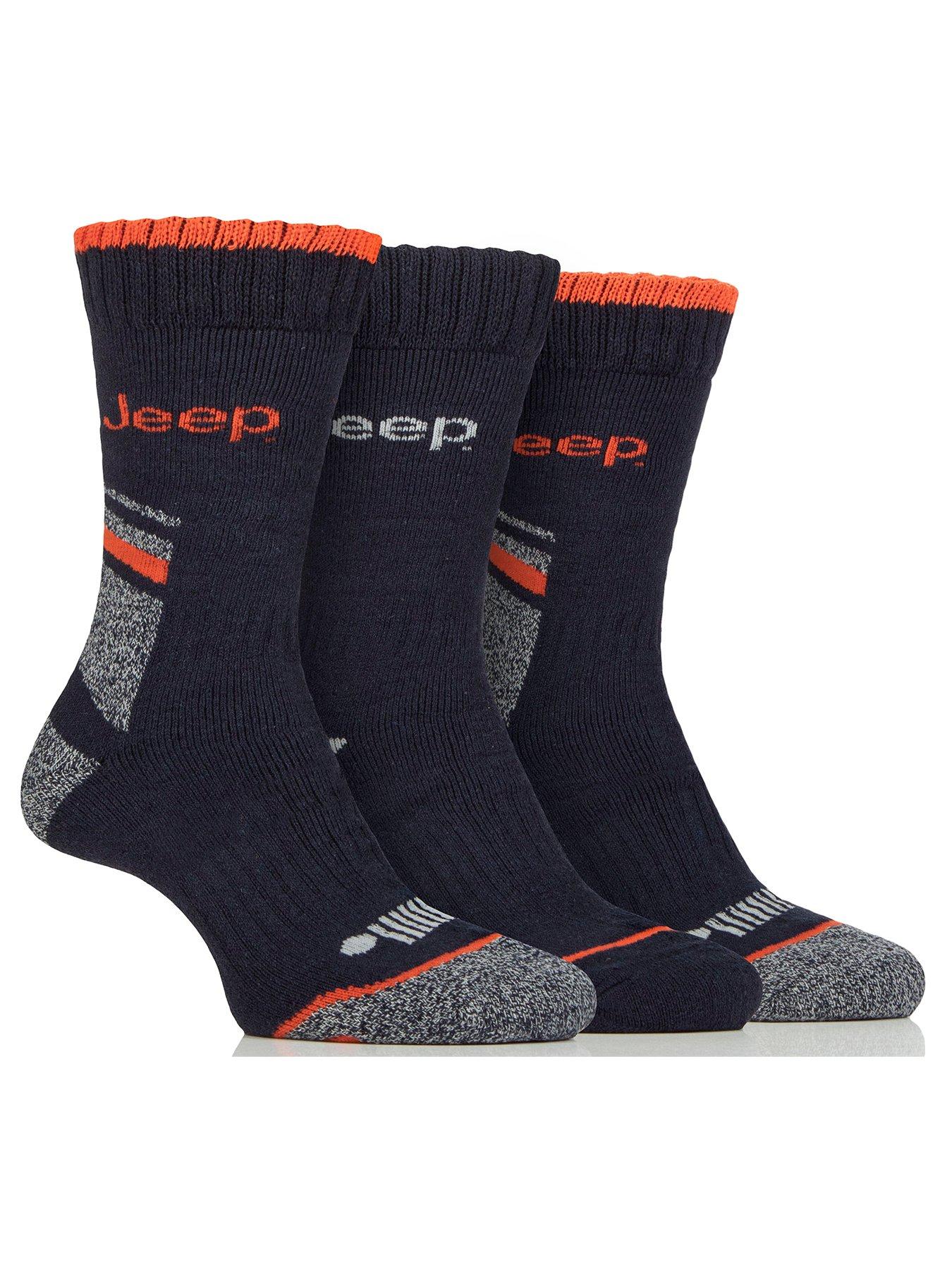 Image of Sockshop Jeep Poly Workwear Boot Crew Socks 3 Pack - Navy