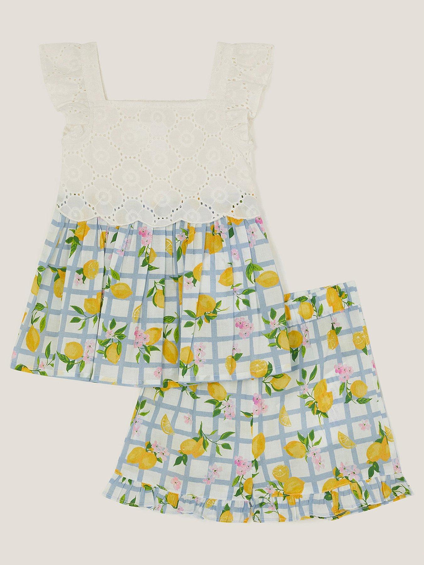 undefined Baby Girls Tile Print Top & Shorts Set - Blue