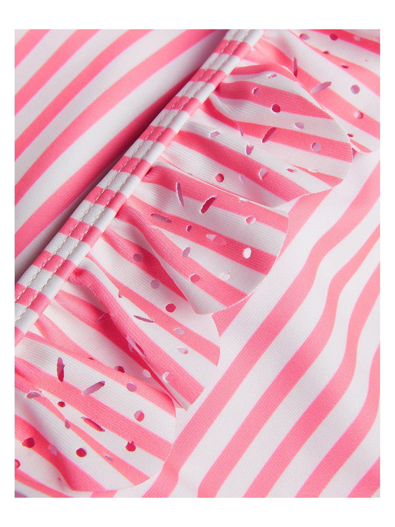 Image 3 of 3 of Monsoon Girls Stripe Ruffle Bikini Set - Orange