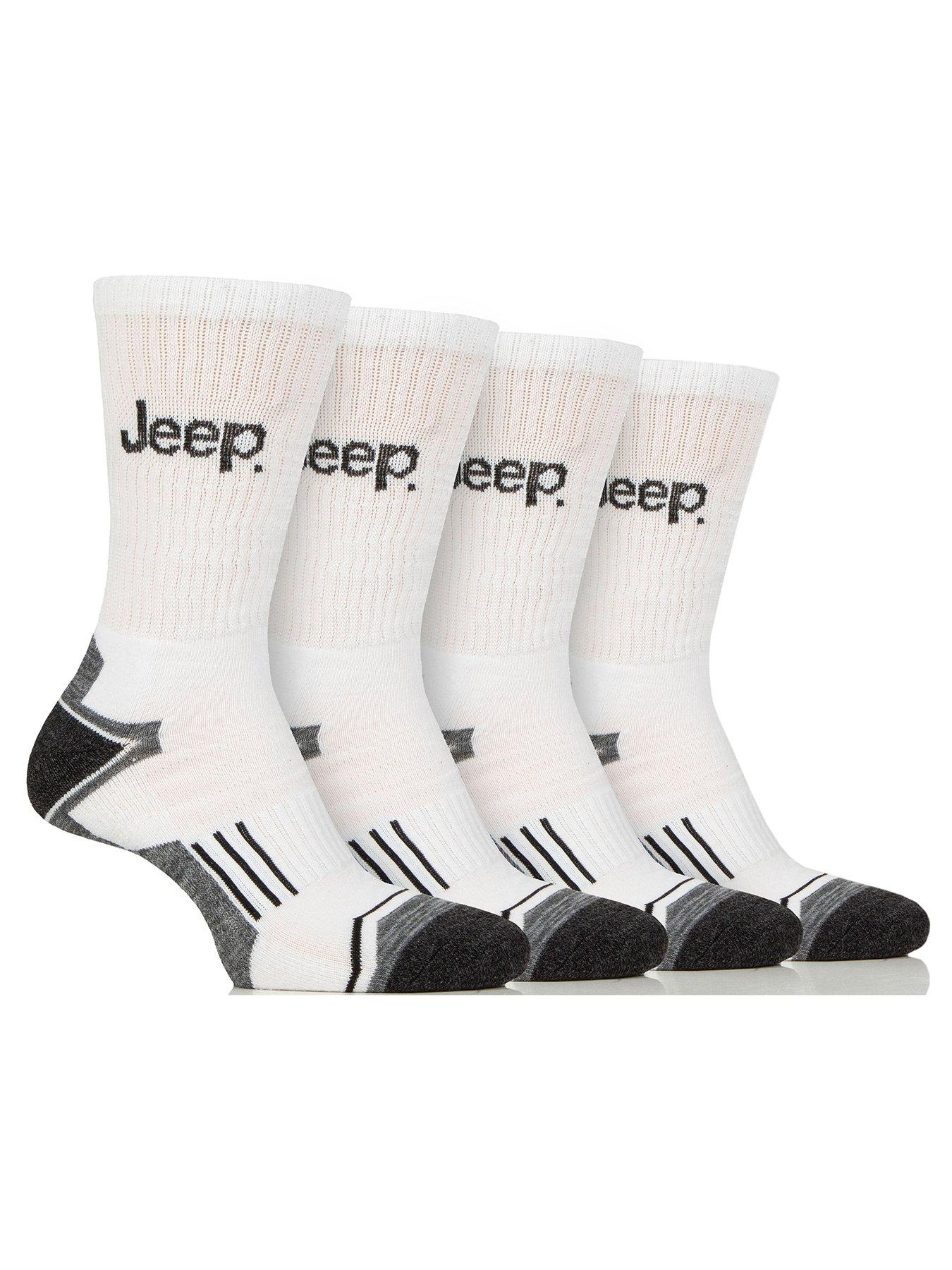 undefined Jeep Tech Performance Crew Sports Socks 4 Pack - White