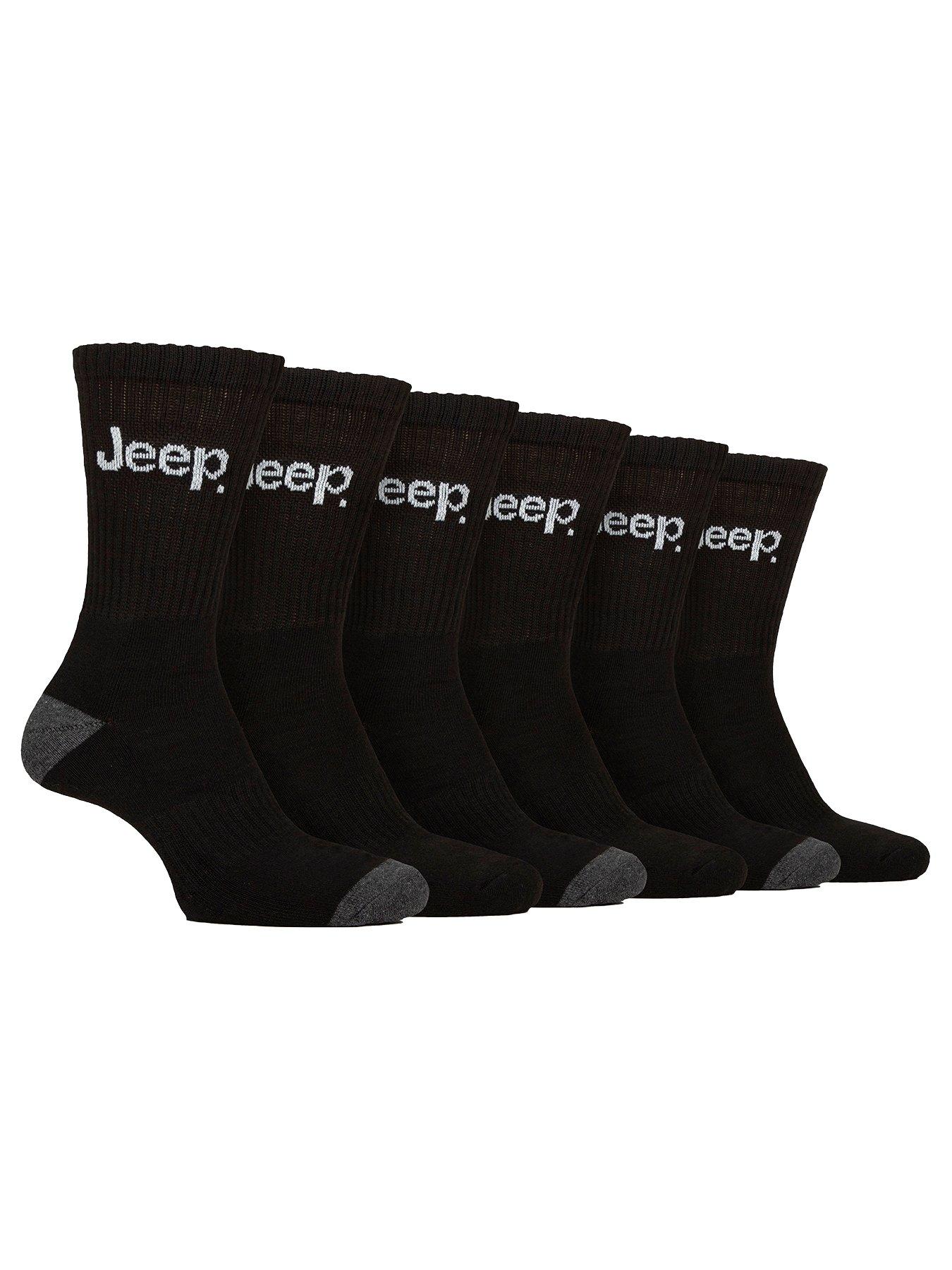 Image of Sockshop Jeep Sports Crew Socks 6 Pack - Black
