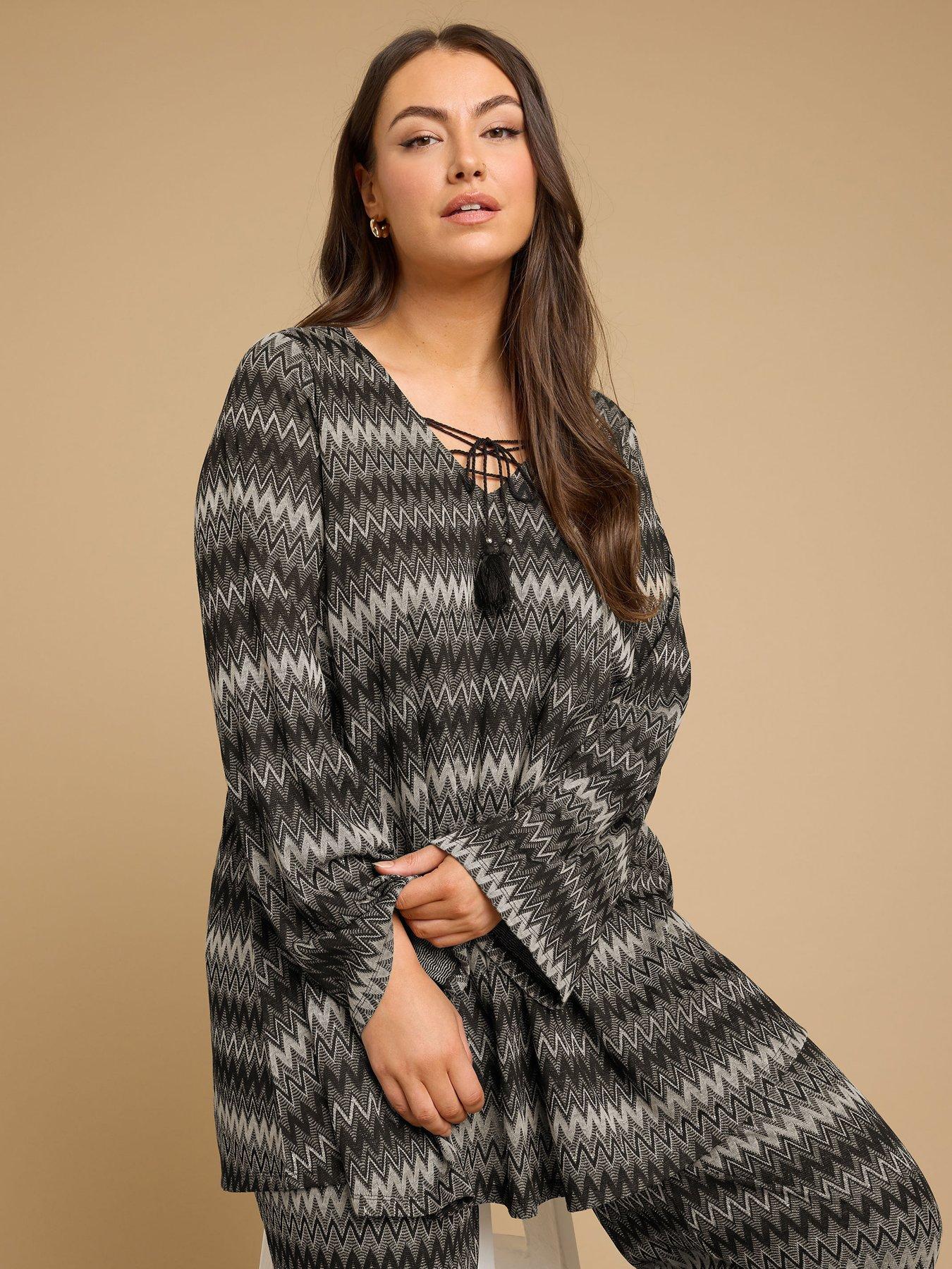undefined Curve Tie Neck Throw On Tunic - Black