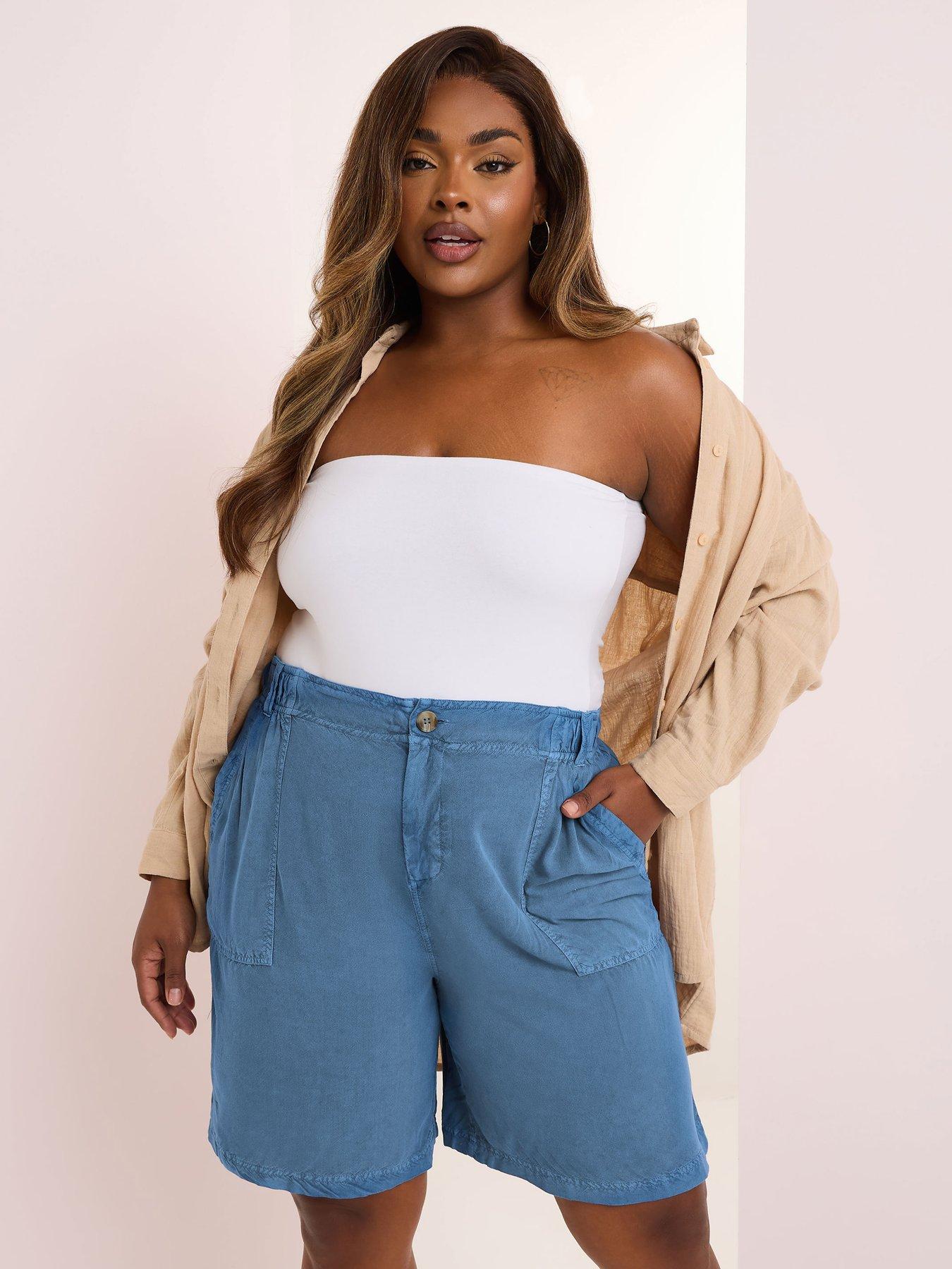 undefined Curve Chambray Elasticated Waist Short