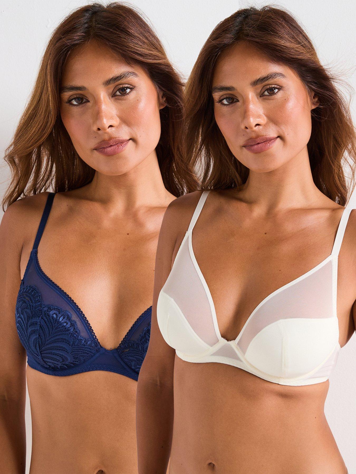 undefined Dorina Lincoln-2pk Light Padded Plunge Bra - Blue/ivory Second Size