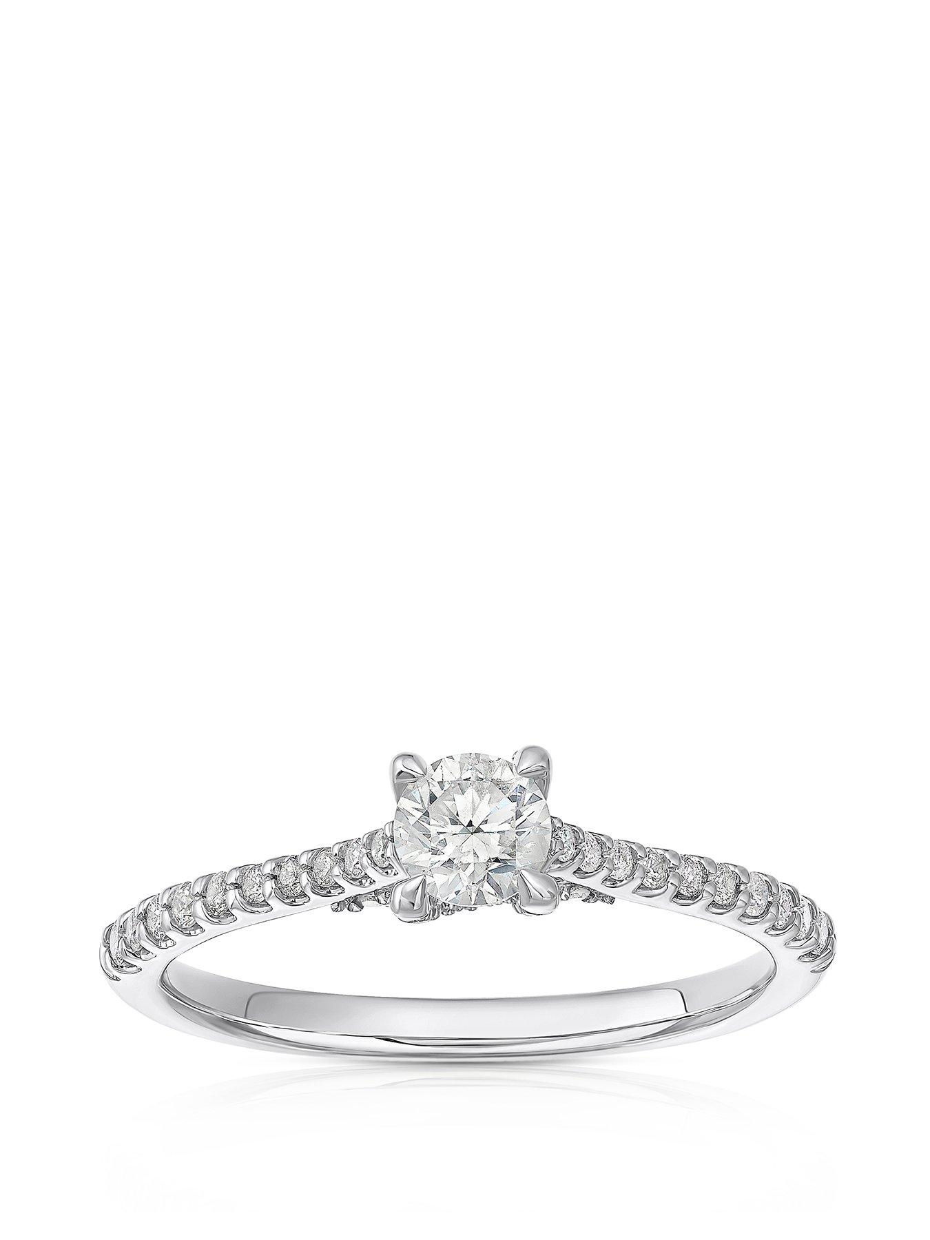 undefined 18ct White Gold Engagement Ring. 0.50ct Diamond Four Claw Solitaire Ring