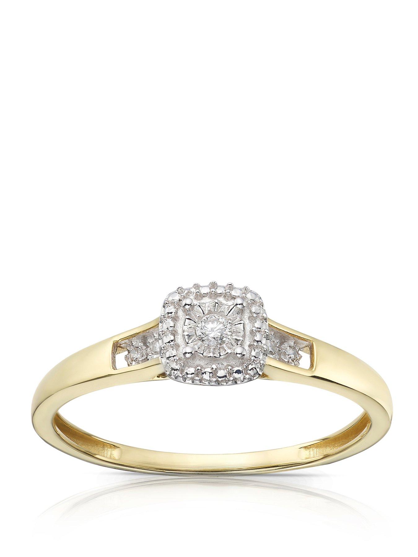 Image 1 of 4 of H. Samuel 9ct Yellow Gold Engagement Ring. 0.04ct Total Diamond Cushion Ring