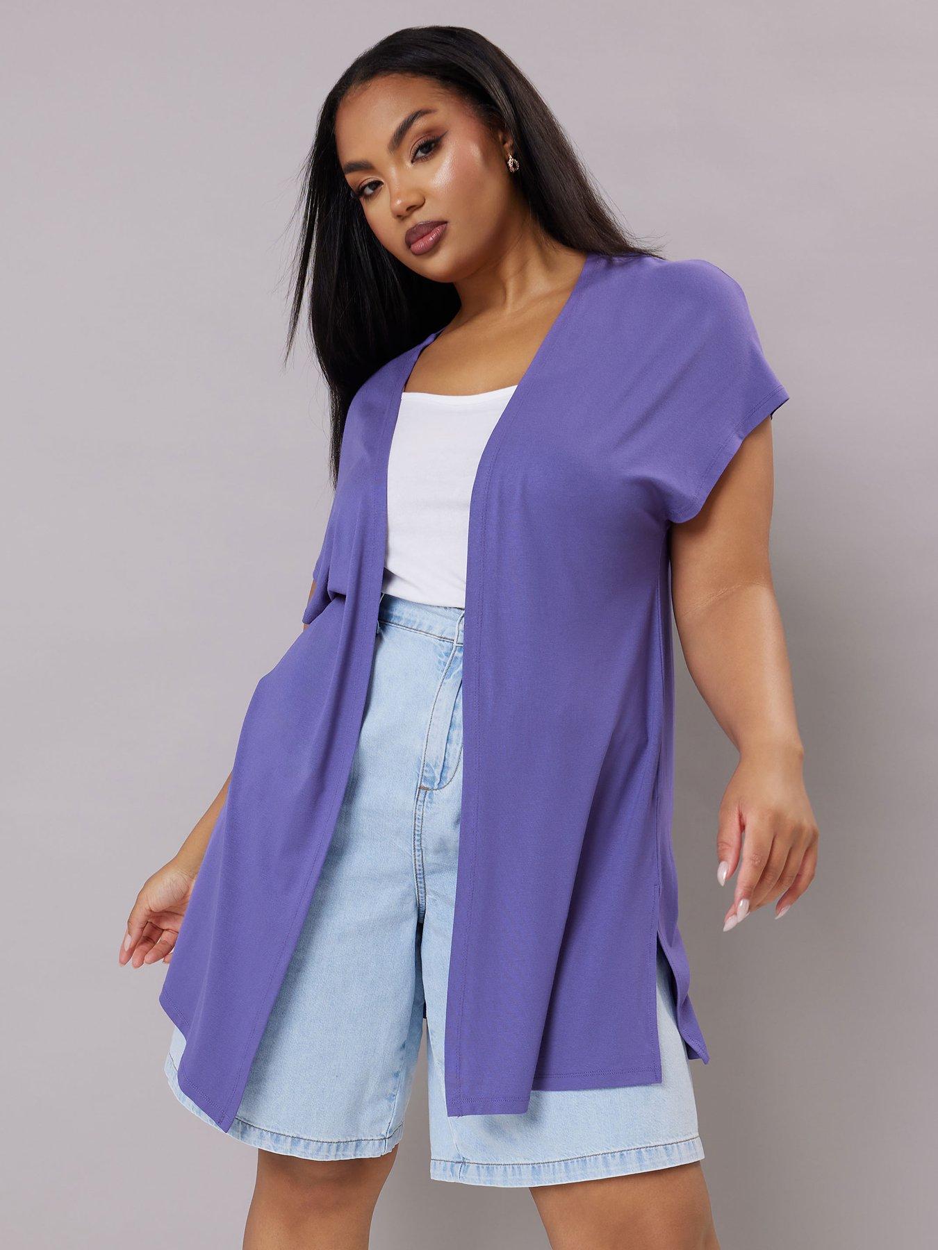 Image 1 of 4 of Yours Curve Grown On Cover Up - Purple