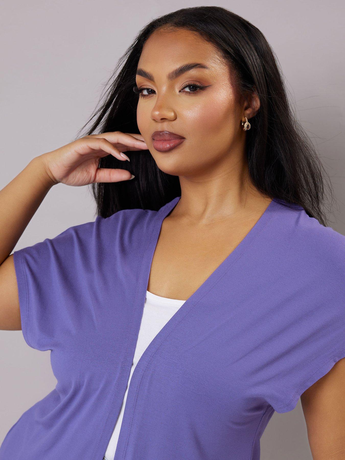 Image 4 of 4 of Yours Curve Grown On Cover Up - Purple