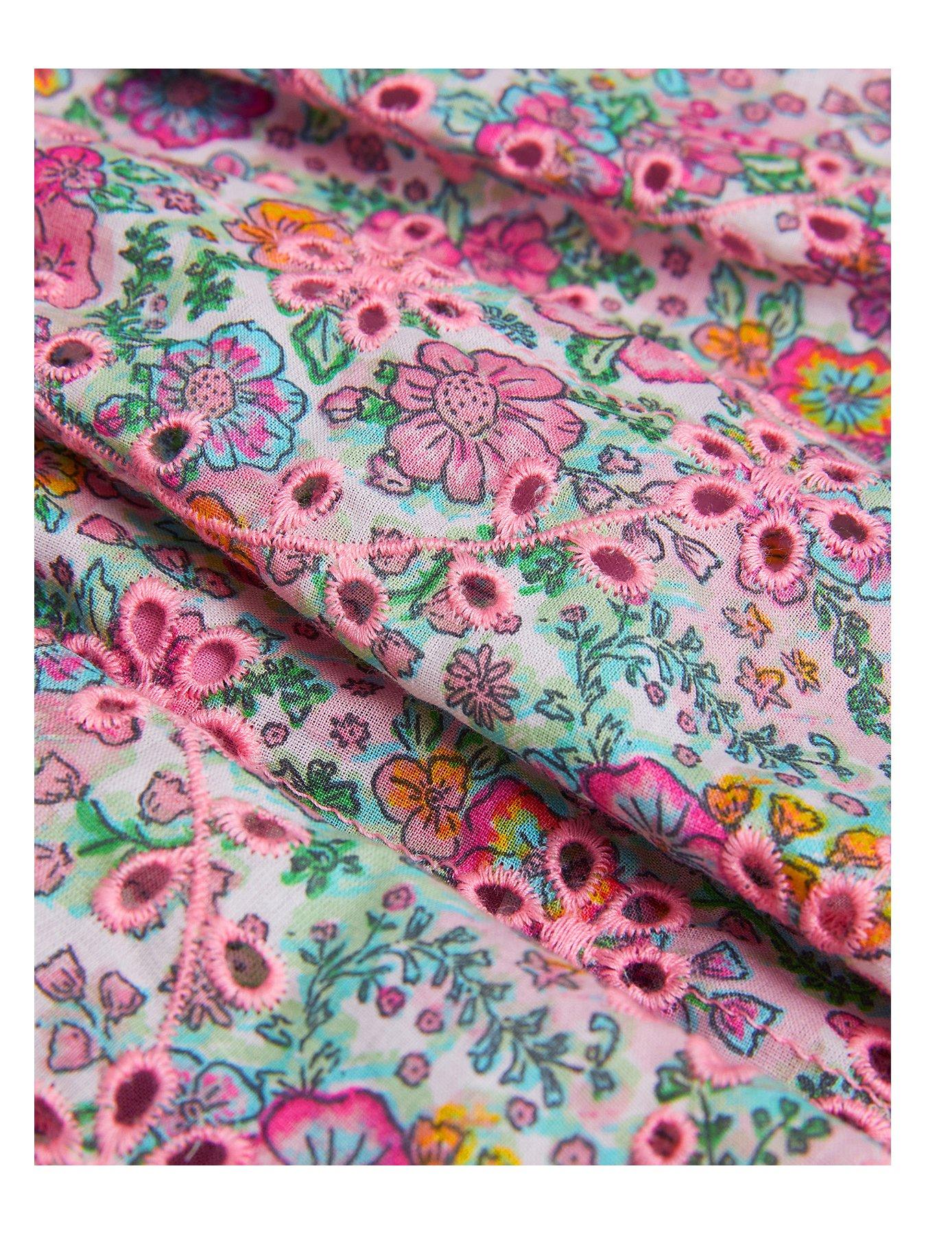 Image 3 of 3 of Monsoon Girls Broderie Floral Print Skort - Pink