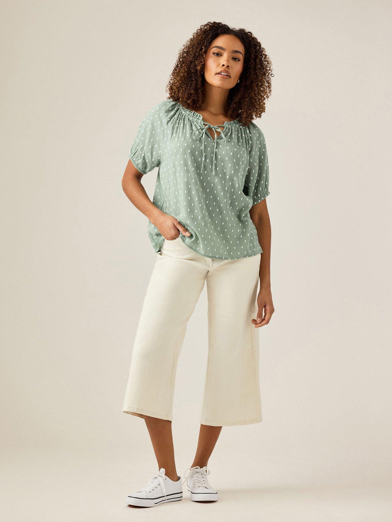 undefined Ecru Wide Leg Crop