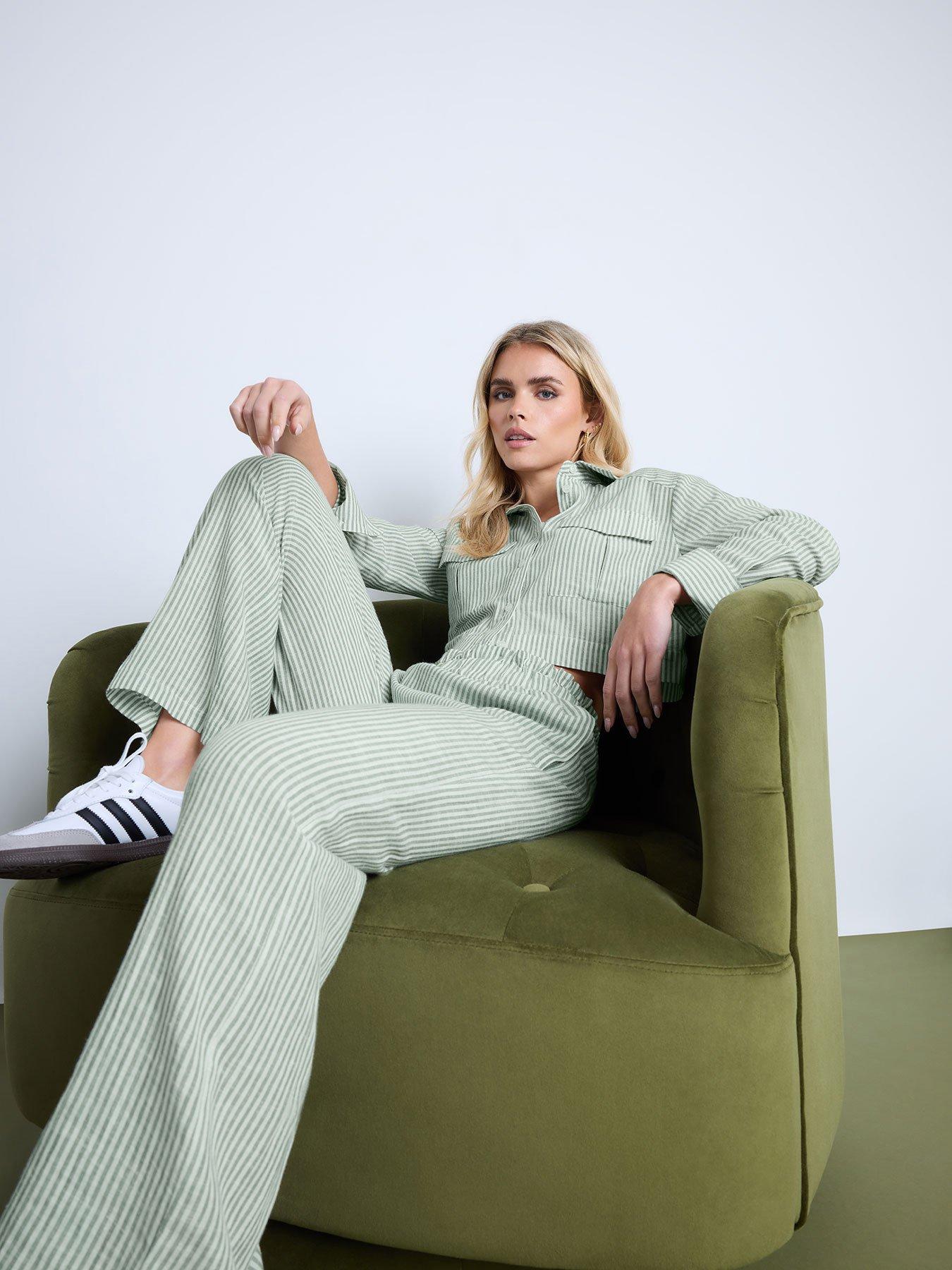 undefined Stripe Wide Leg Trouser