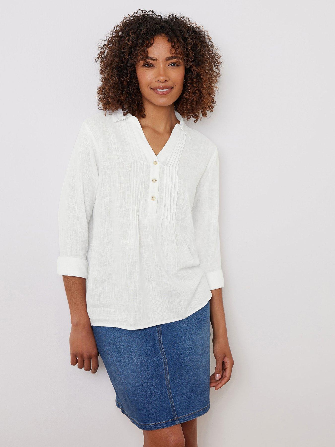 undefined Pintuck Linen Shirt - White