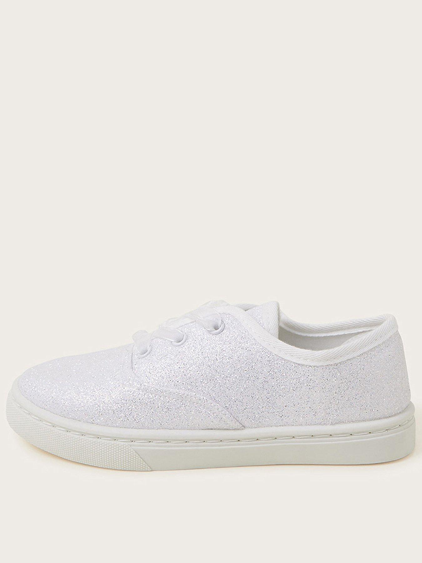 undefined Girls Glitter Pump Trainers - Ivory