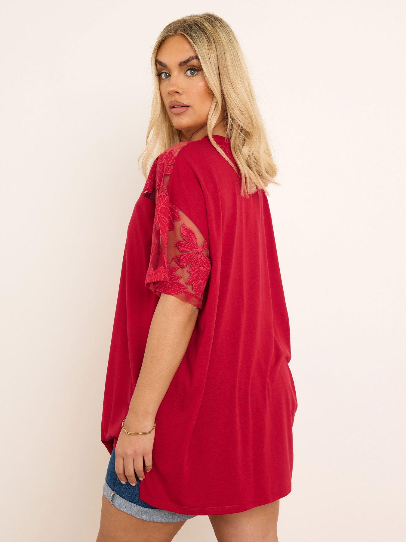 Image 2 of 4 of Yours Curve Boxy Burnout Panel T-Shirt