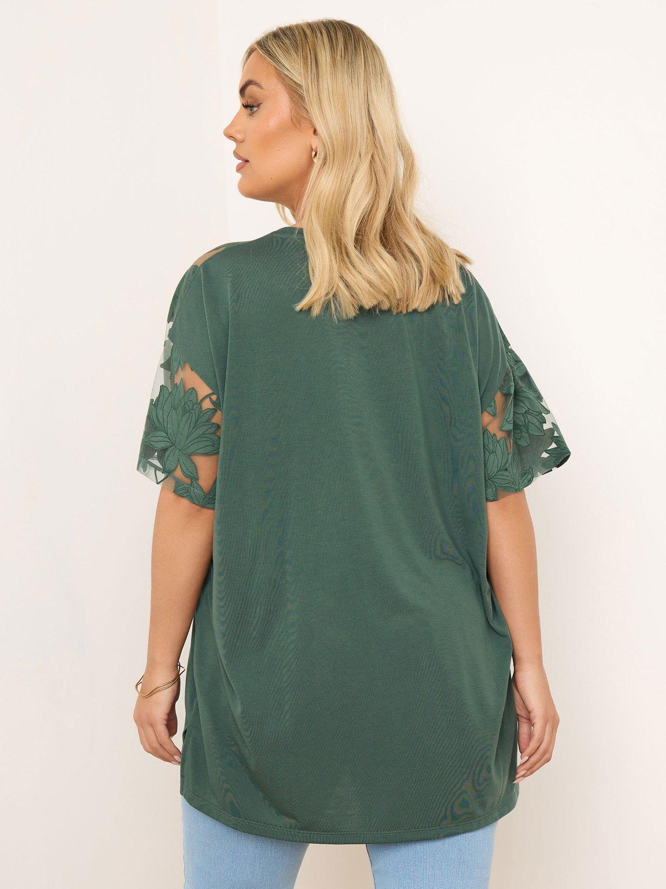 Image 2 of 4 of Yours Curve Boxy Burnout Panel T-Shirt