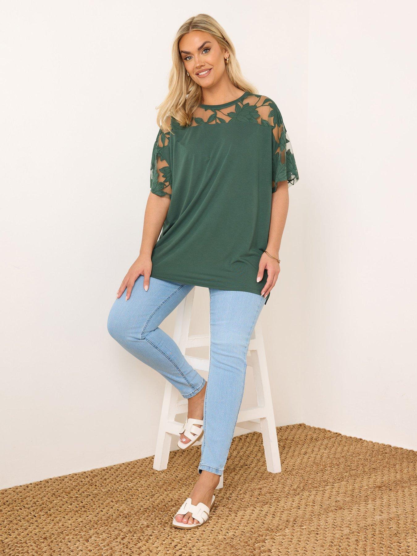 Image 3 of 4 of Yours Curve Boxy Burnout Panel T-Shirt
