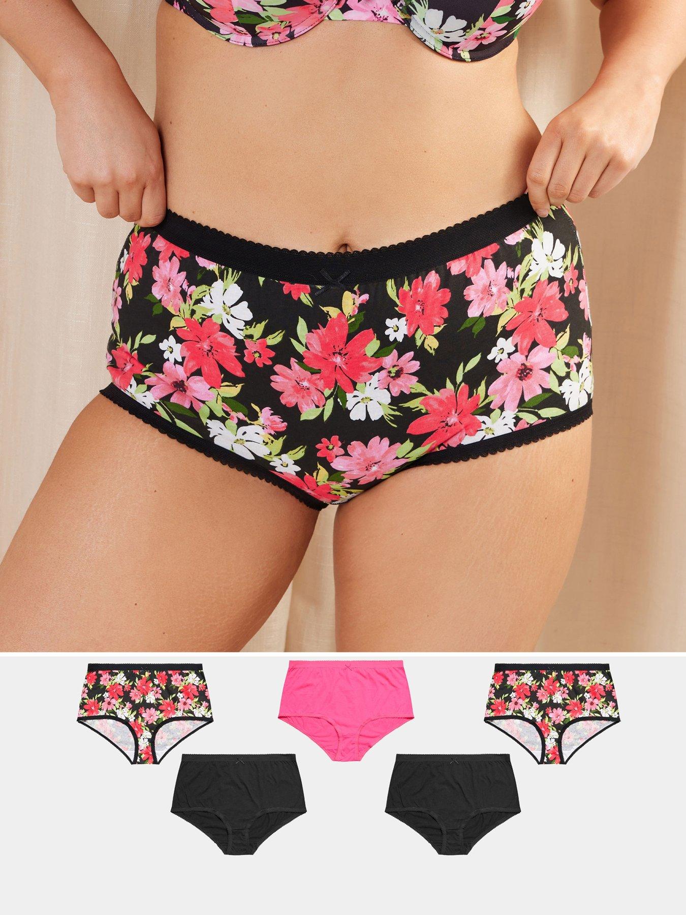 undefined Curve 5 Pack Floral Full Brief - Pink