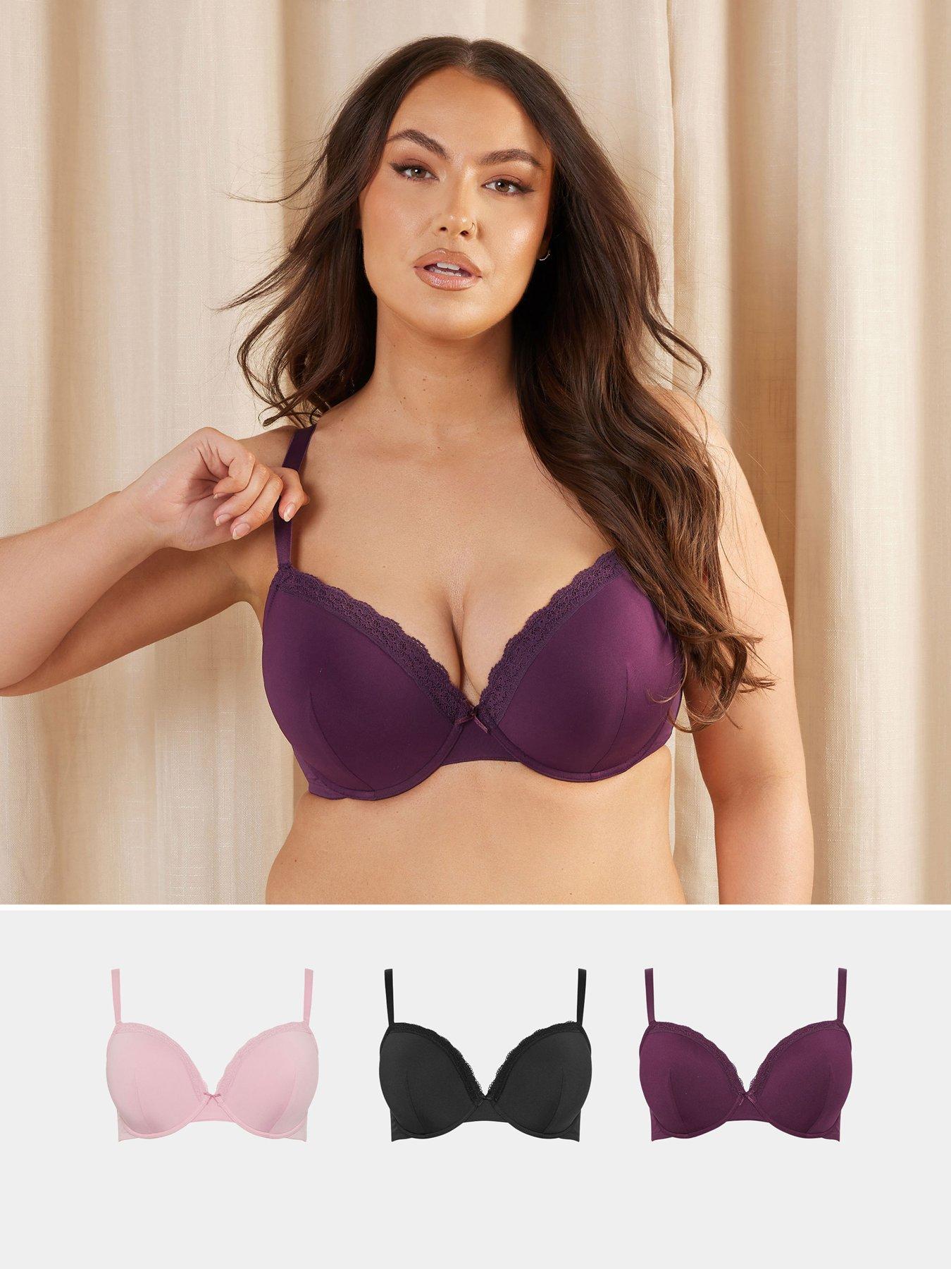 undefined Curve 3 Pack Lace Trim T-Shirt Bra - Pink