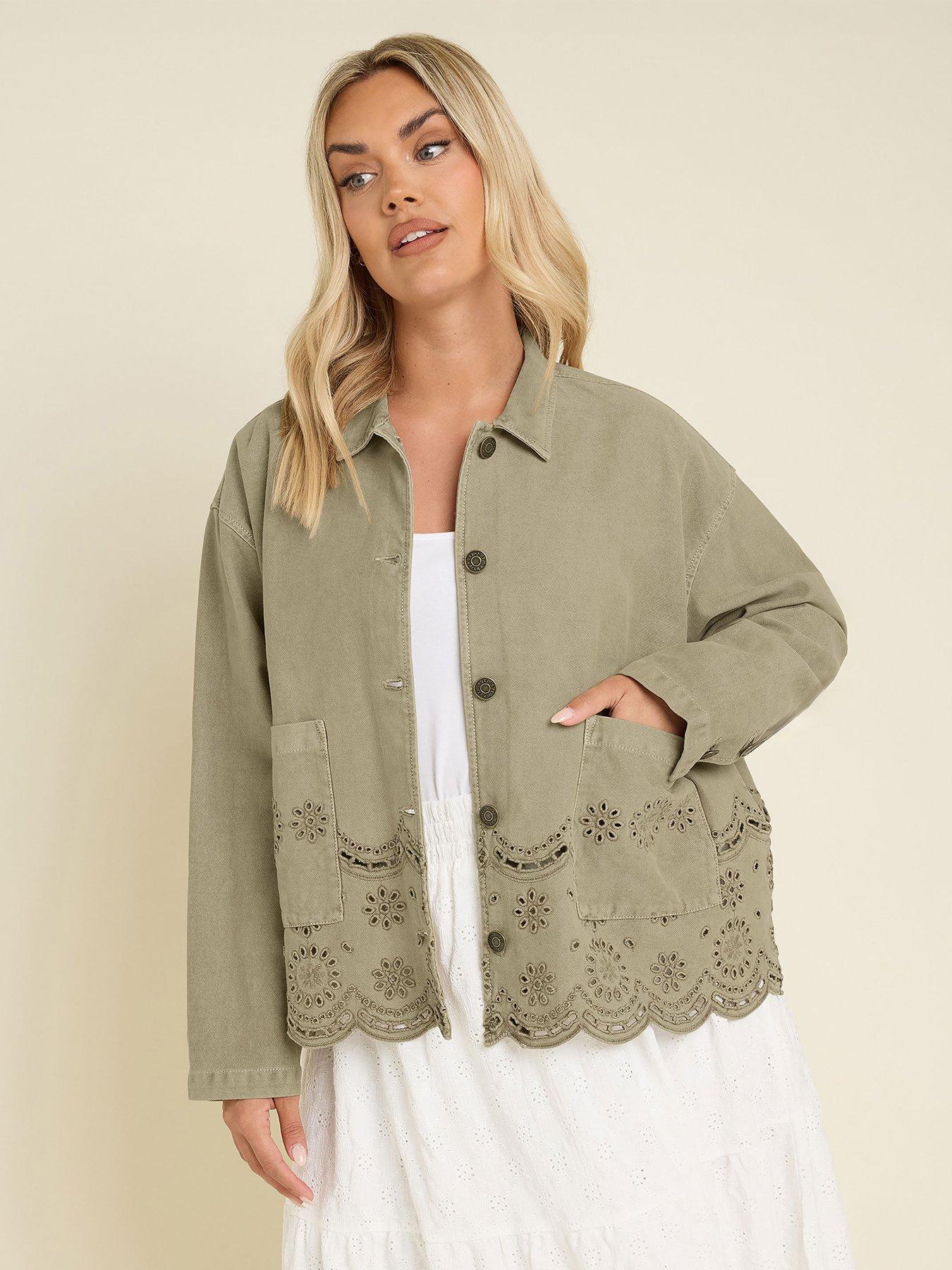 undefined Curve Broidery Twill Shacket